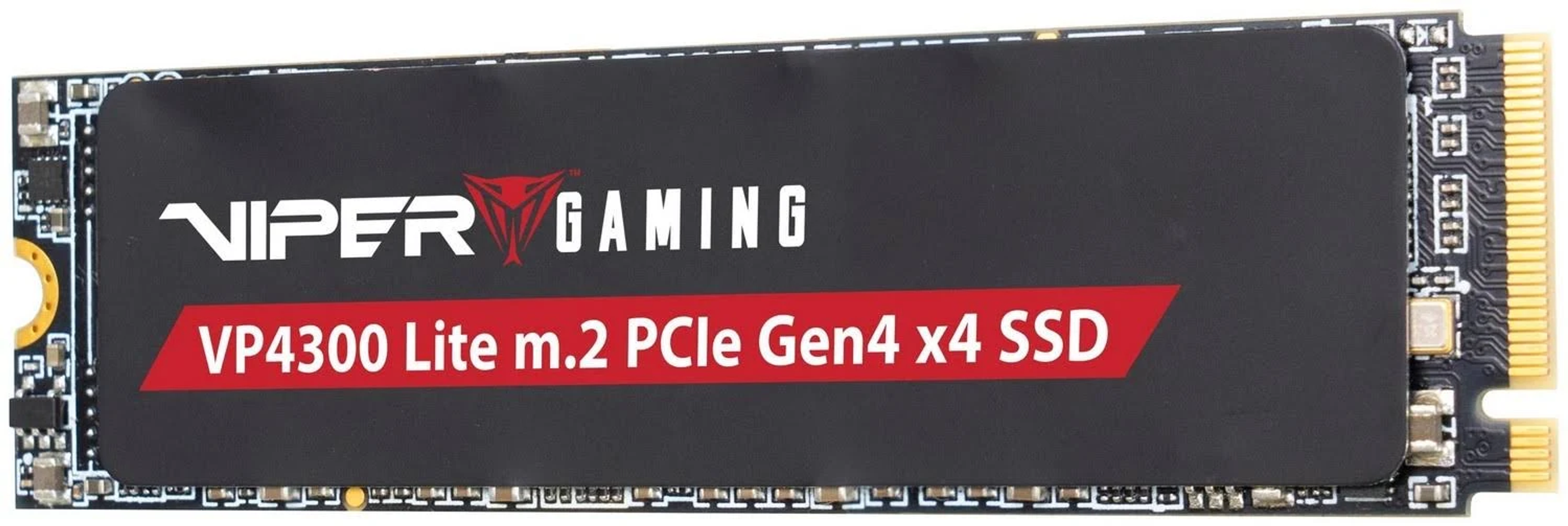 Czarny dysk SSD z białym i czerwonym tekstem: VIPER GAMING VP4300 Lite m.2 PCIe Gen4x4 SSD.