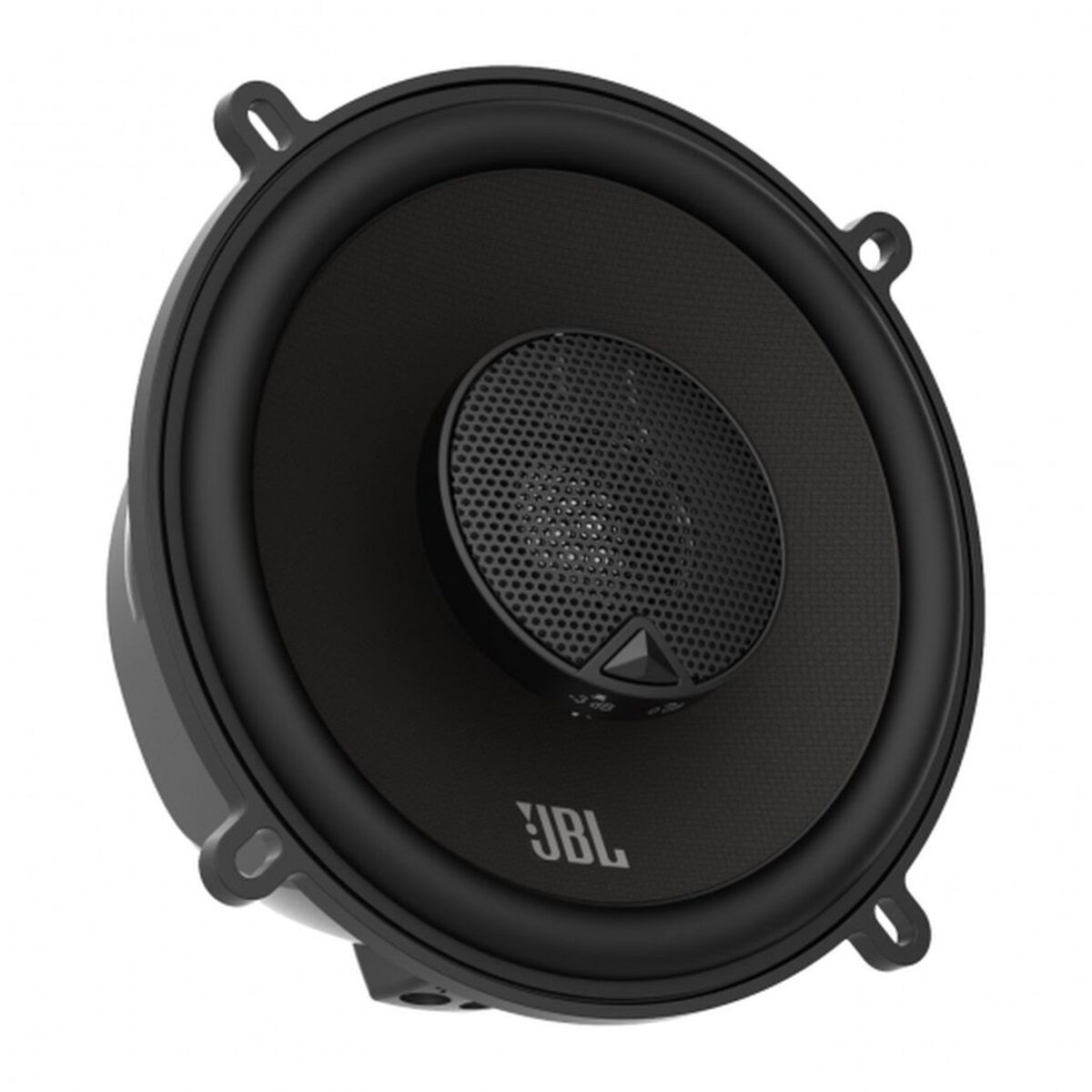 Ein runder schwarzer Lautsprecher mit JBL-Logo. Er hat eine Mesh-Mitte und Befestigungslöcher.