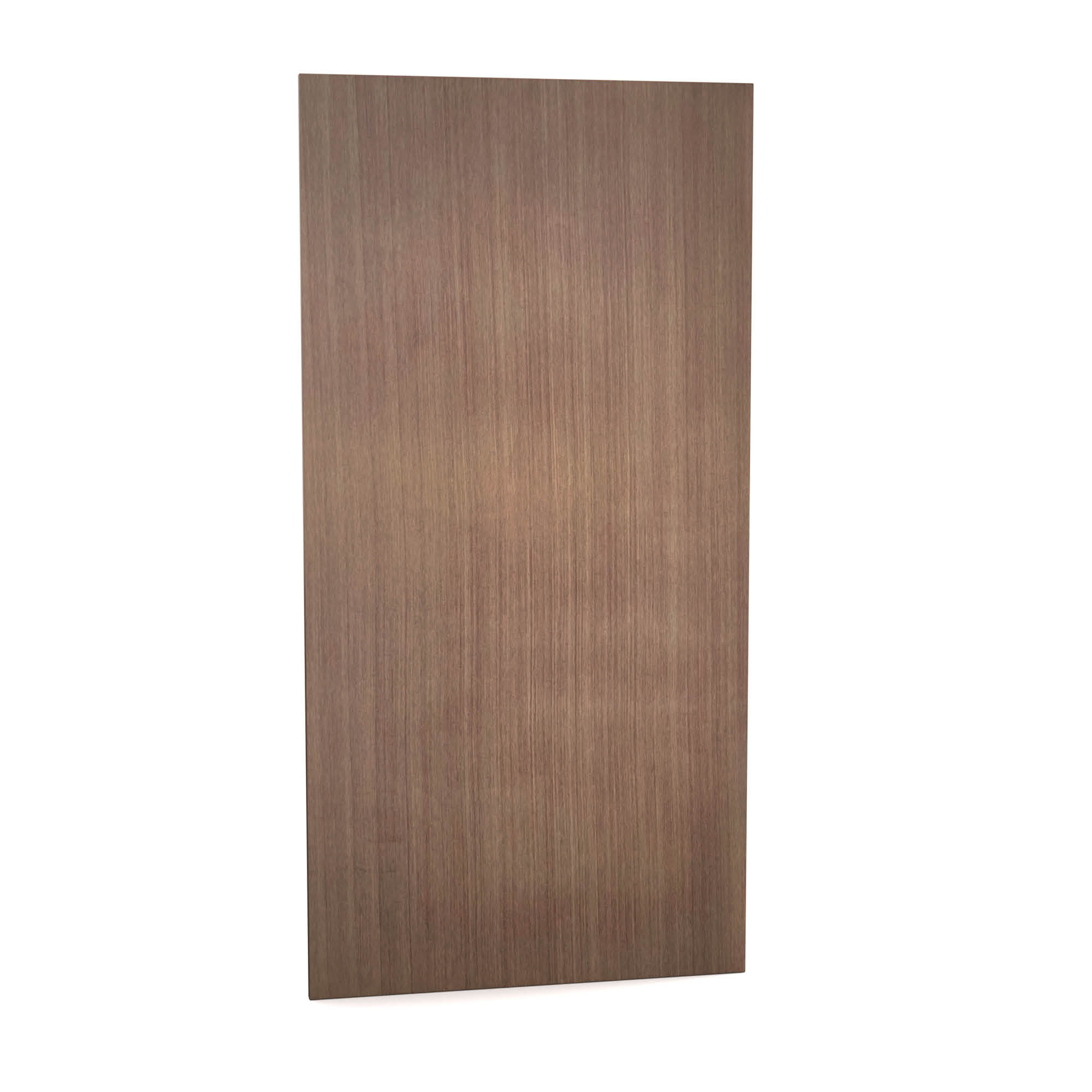 Pannello in legno, che mostra la venatura. Tonalità marrone, linee verticali, design semplice.