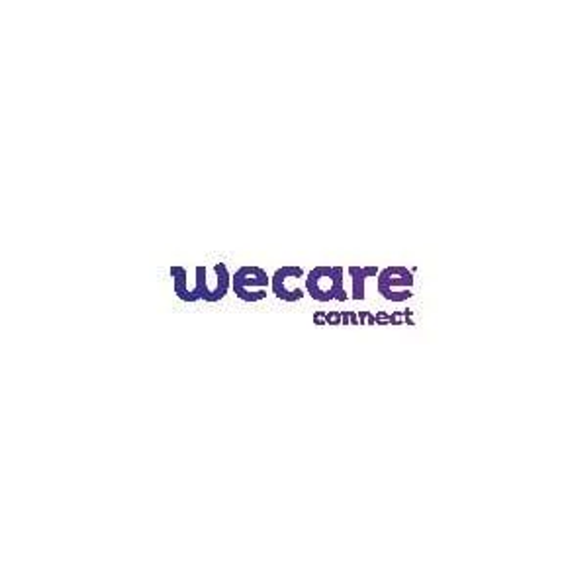 Un fond blanc avec le texte 'wecare connect' en violet.
