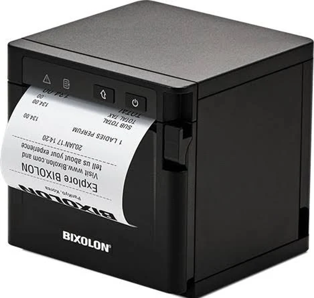 Schwarzer Bixolon Thermodrucker mit herauskommendem Beleg.