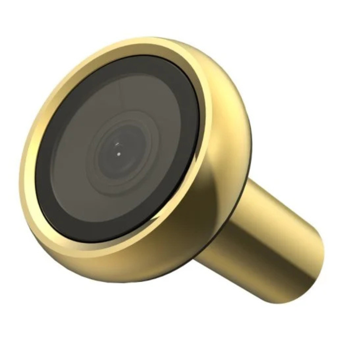 Złoty obiektyw aparatu z czarnym środkiem, jest to obiektyw szerokokątny.