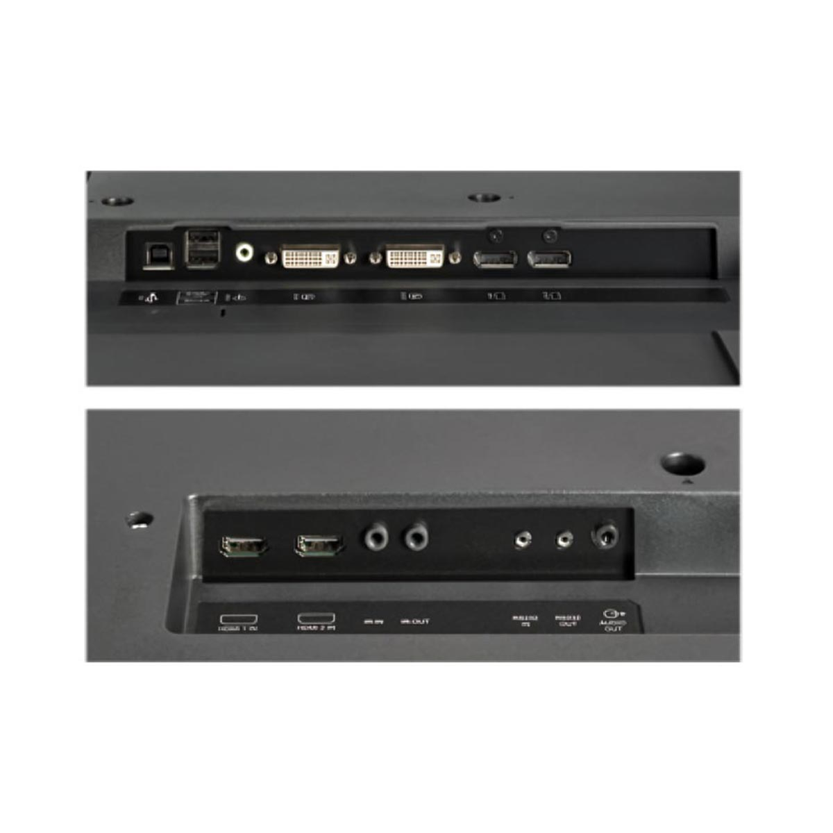 Zbliżenie portów monitora, różne typy: USB, DVI, HDMI itp.