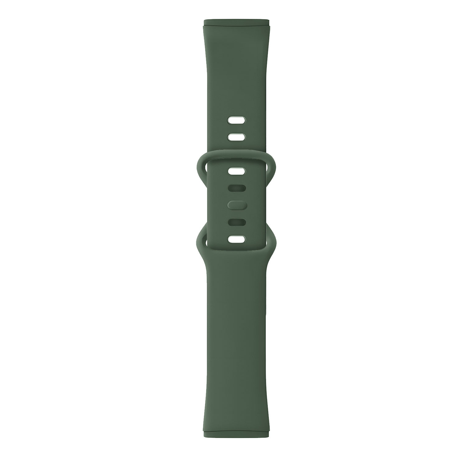 Ein Uhrenarmband in olivgrüner Farbe.