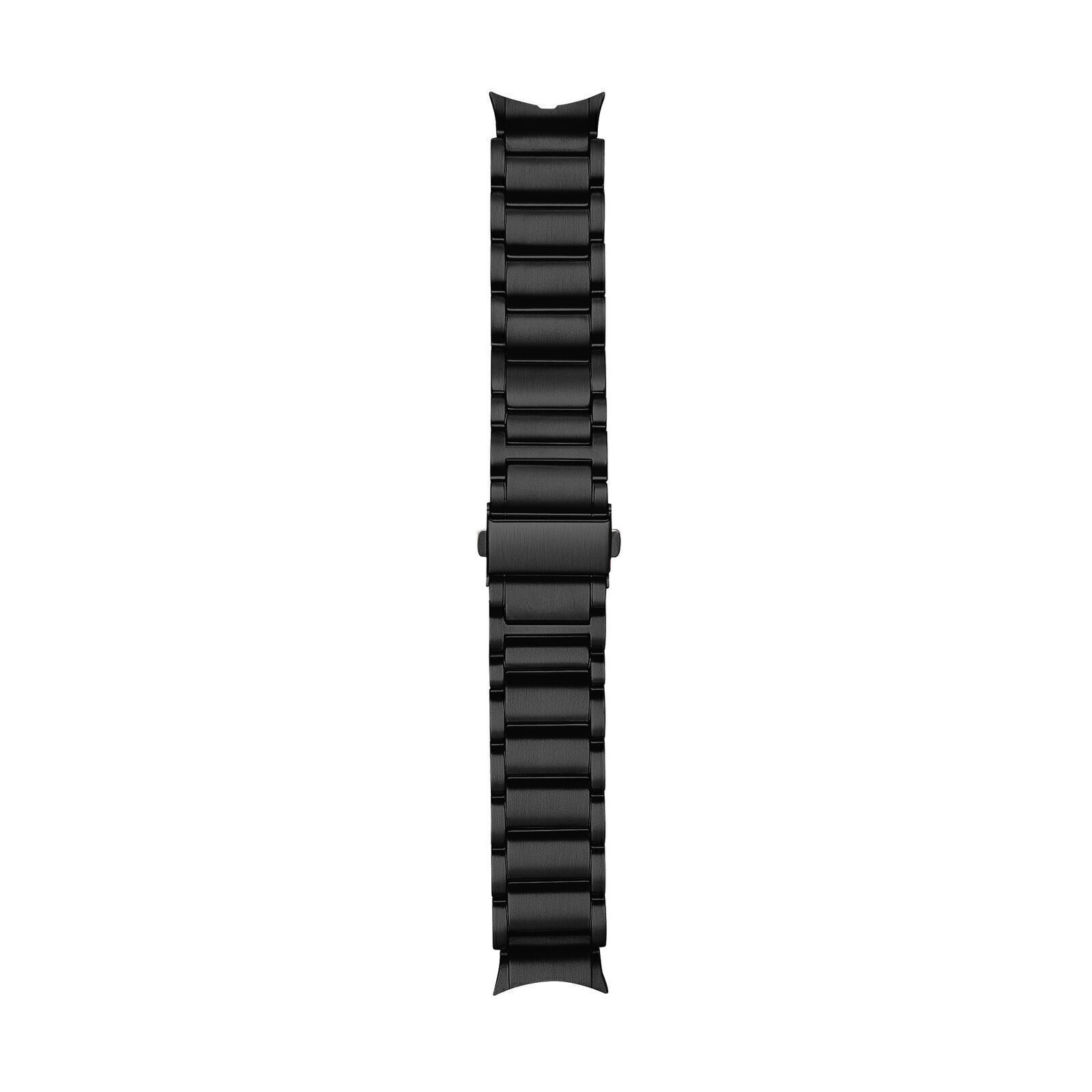 Ein schwarzes Uhrenarmband mit schlichtem Design.