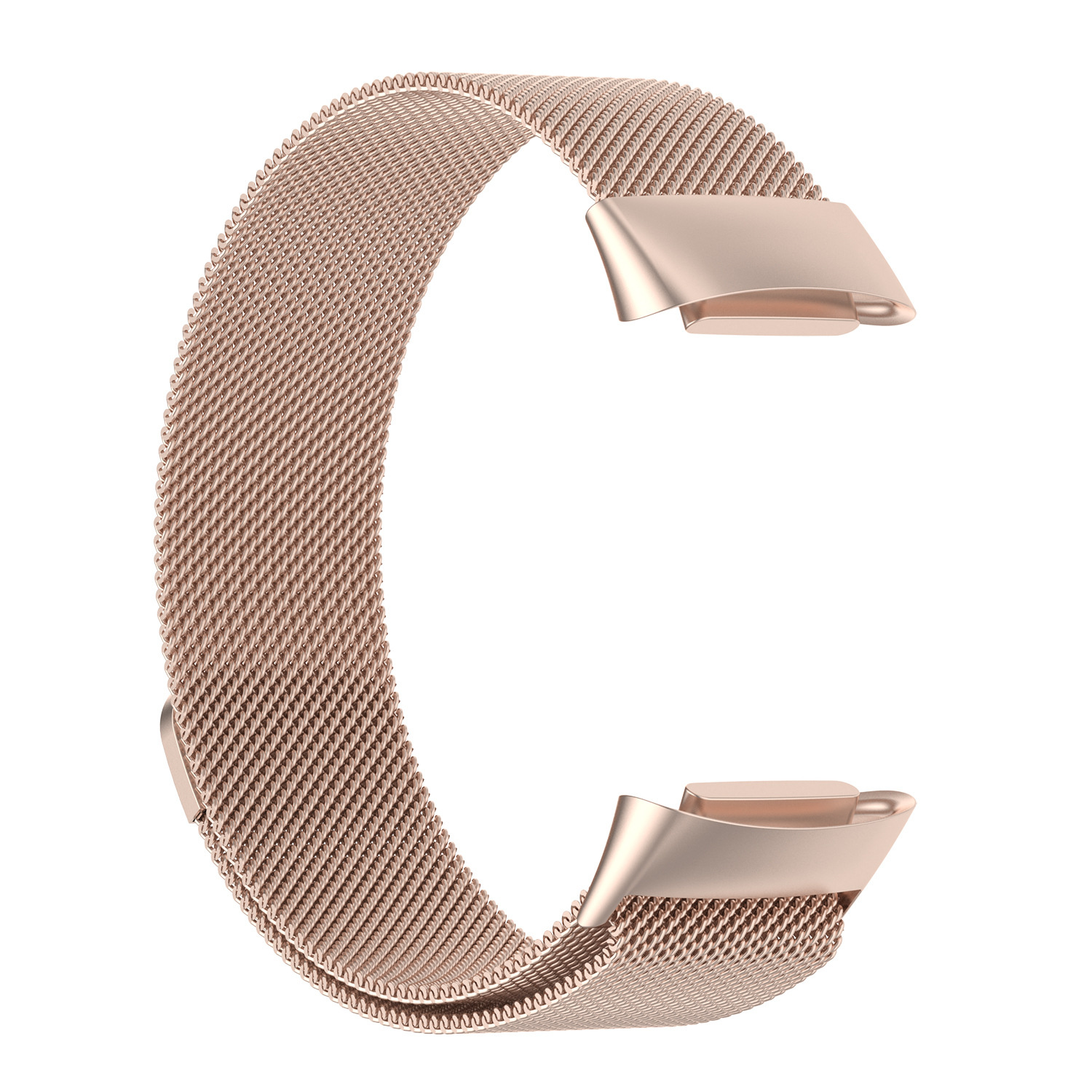 Roségoldfarbenes Uhrenarmband.