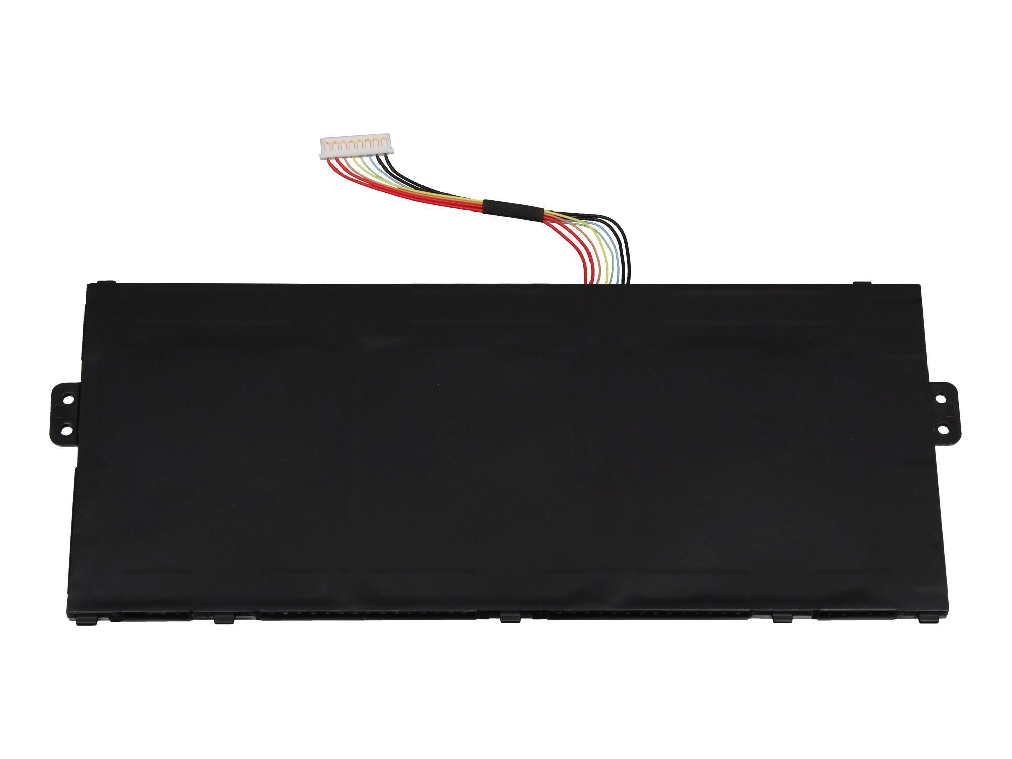 Ein schwarzer Laptop-Netzteilstecker mit Abmessungen. Der Stecker hat einen kleinen Stift in der Mitte.