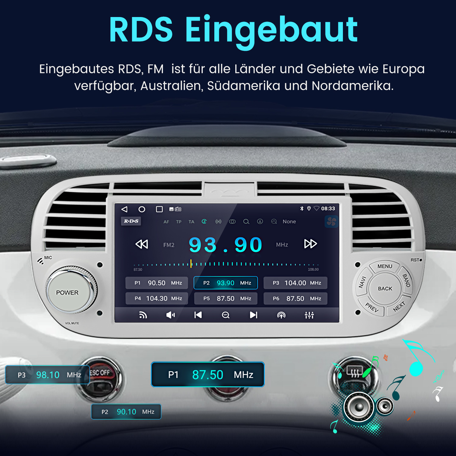 Autoradio für Fiat 500 2007-2015 mit kabellosem Carplay