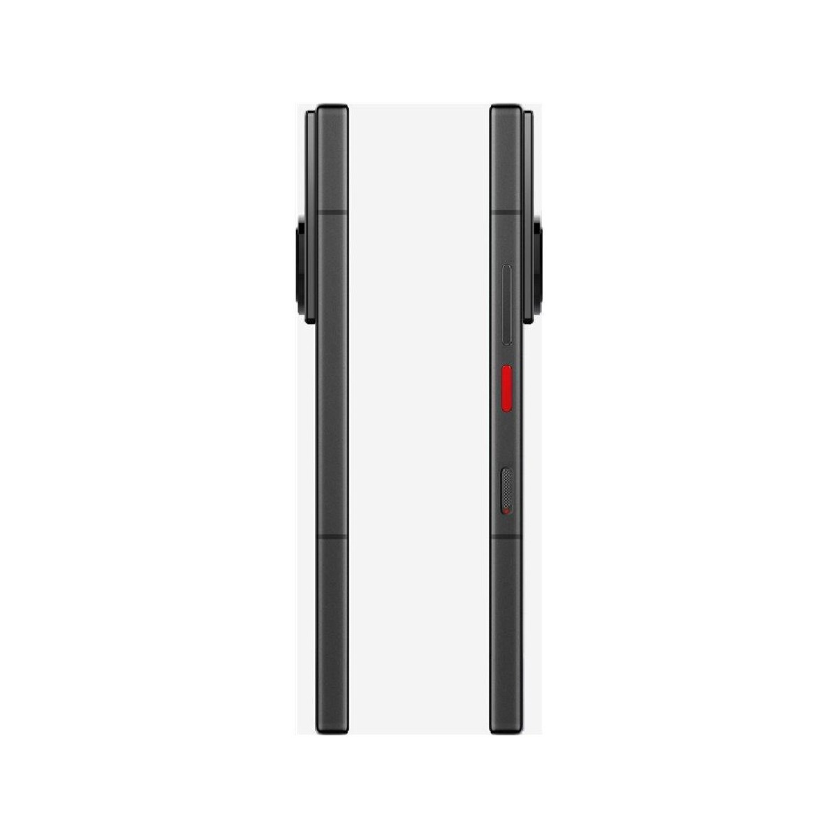 Zwei schwarze Telefone nebeneinander auf weißem Hintergrund.