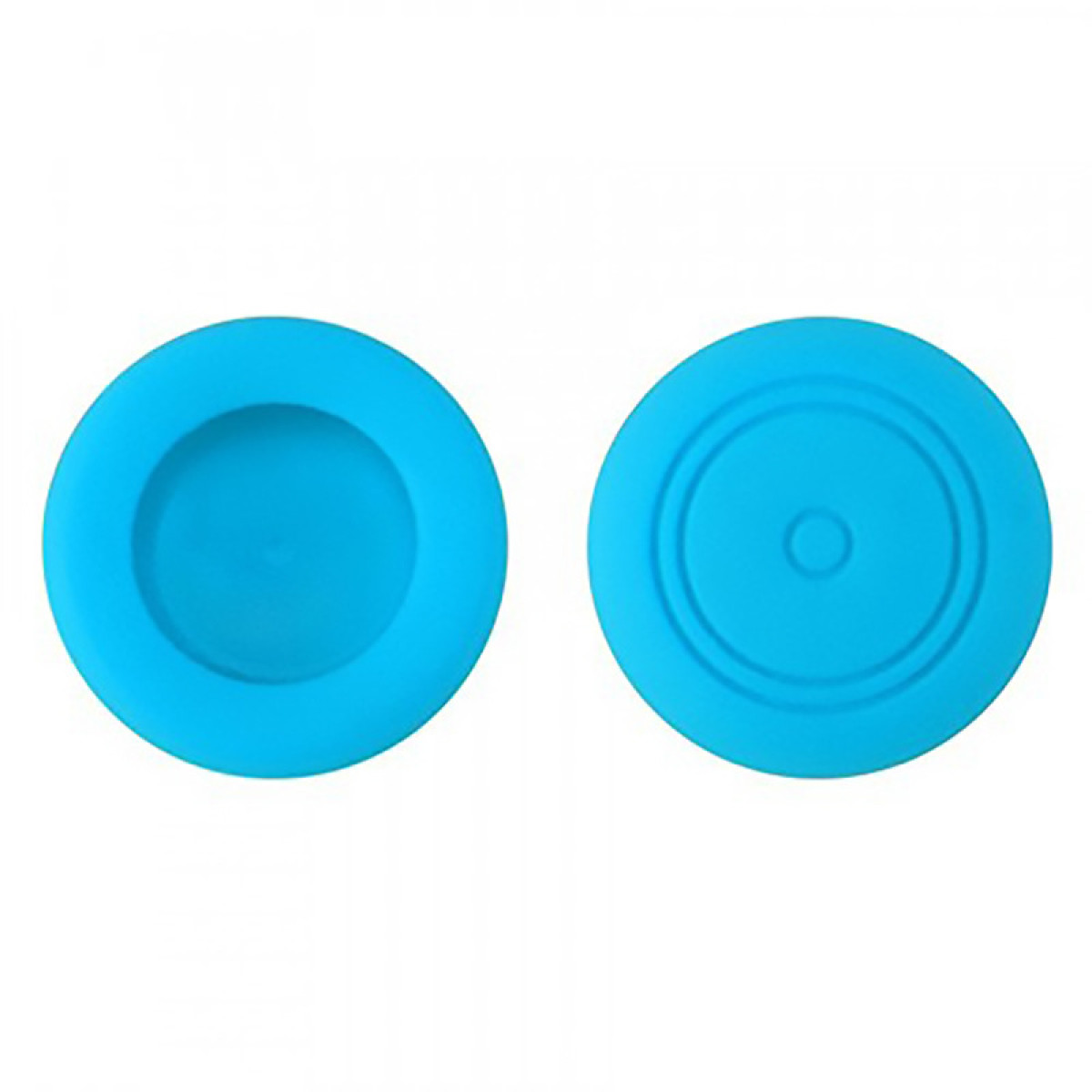 Zwei hellblaue, kreisförmige Gummipads.