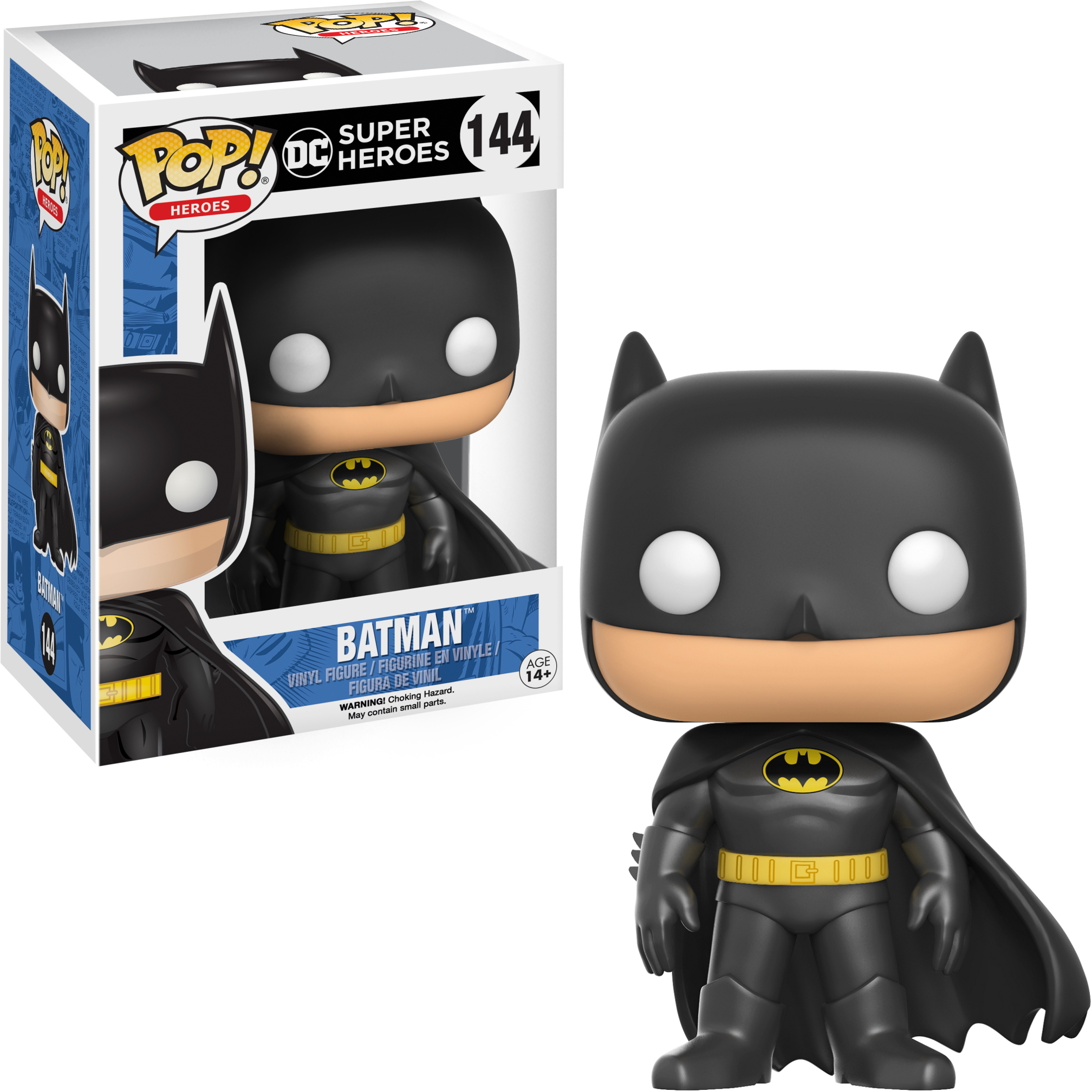 Figurka winylowa Batman Pop! z pudełkiem, pokazująca postać i markę.