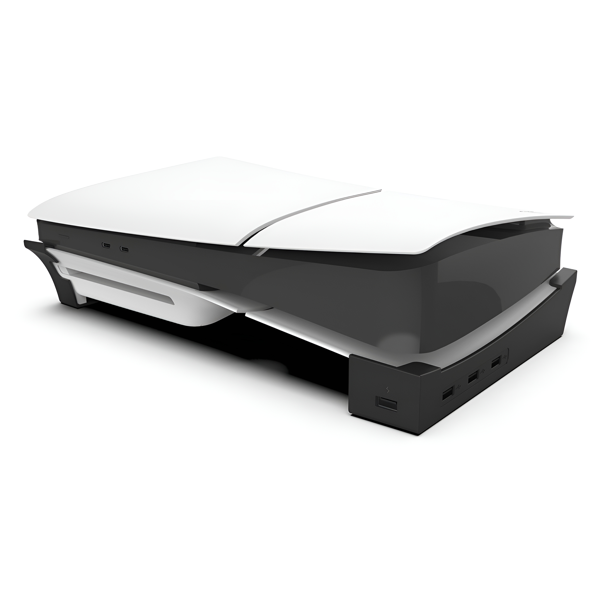 Ein schwarz-weißer Drucker mit weißer Oberseite und schwarzer Basis.