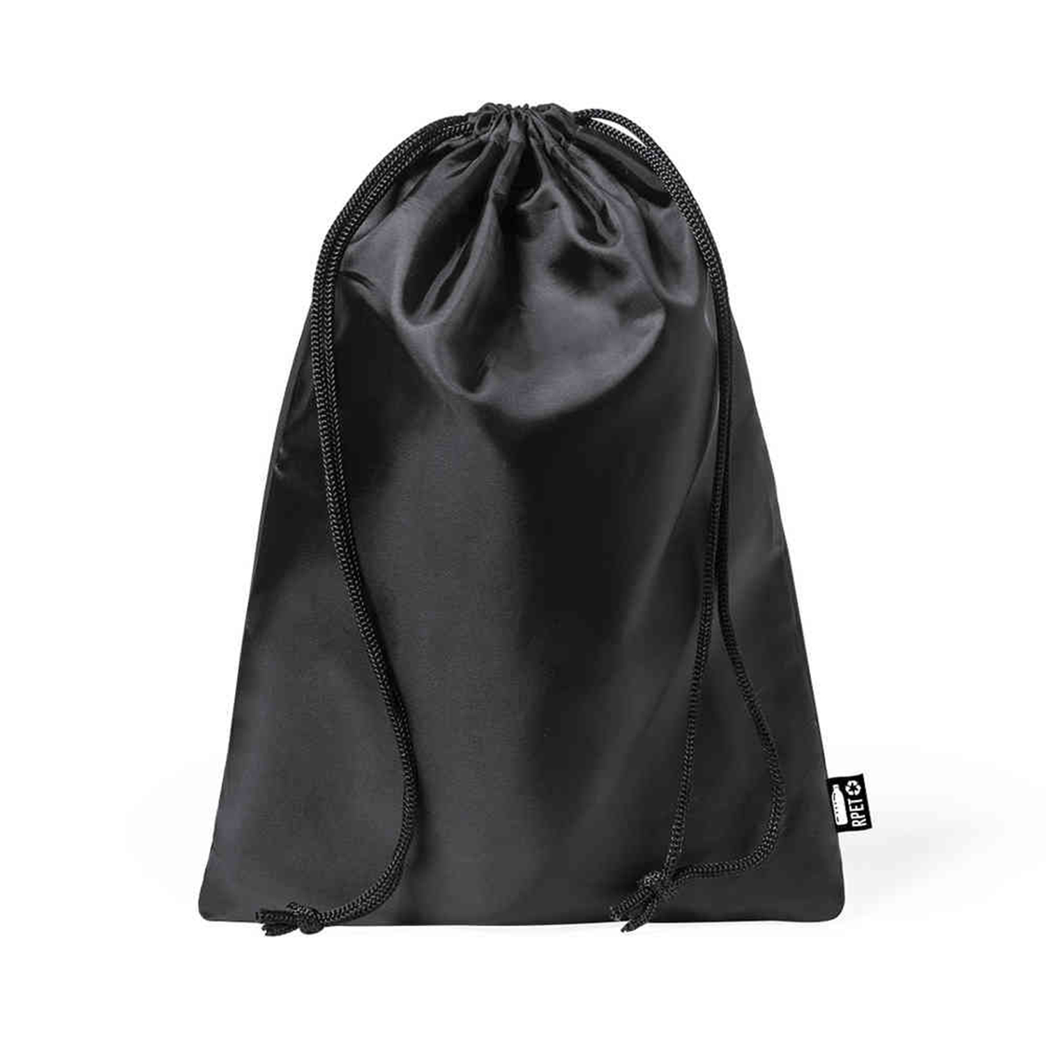 Borsa nera con coulisse. È chiusa e ha una chiusura a cordoncino.