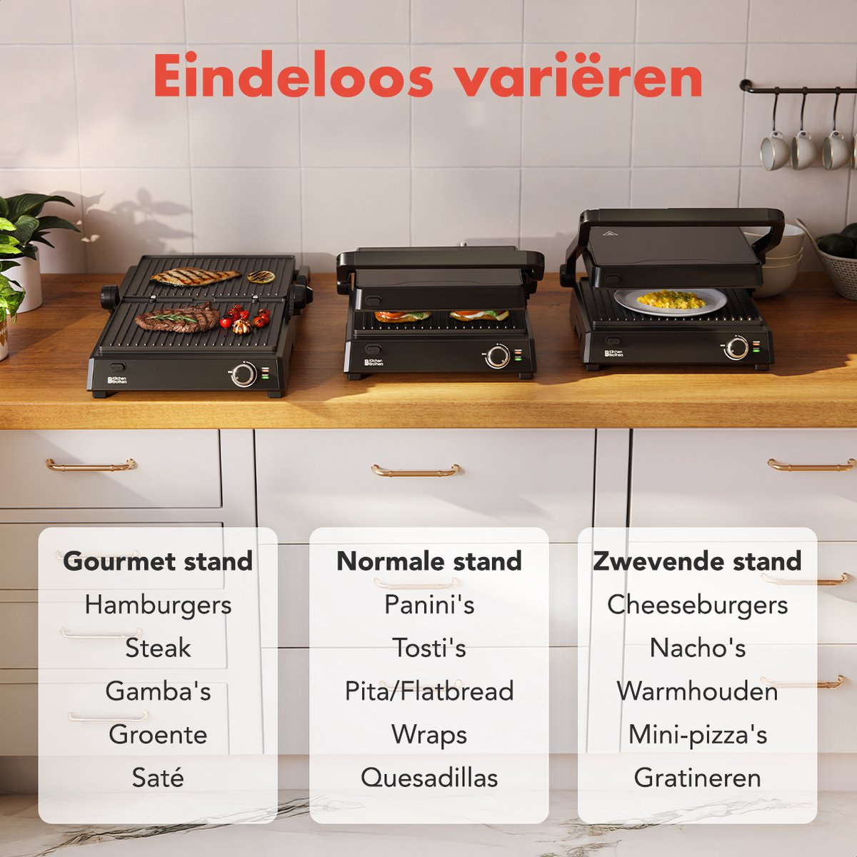 Grills and their food options. Gourmet, Normal, and Floating stands with specific food choices.