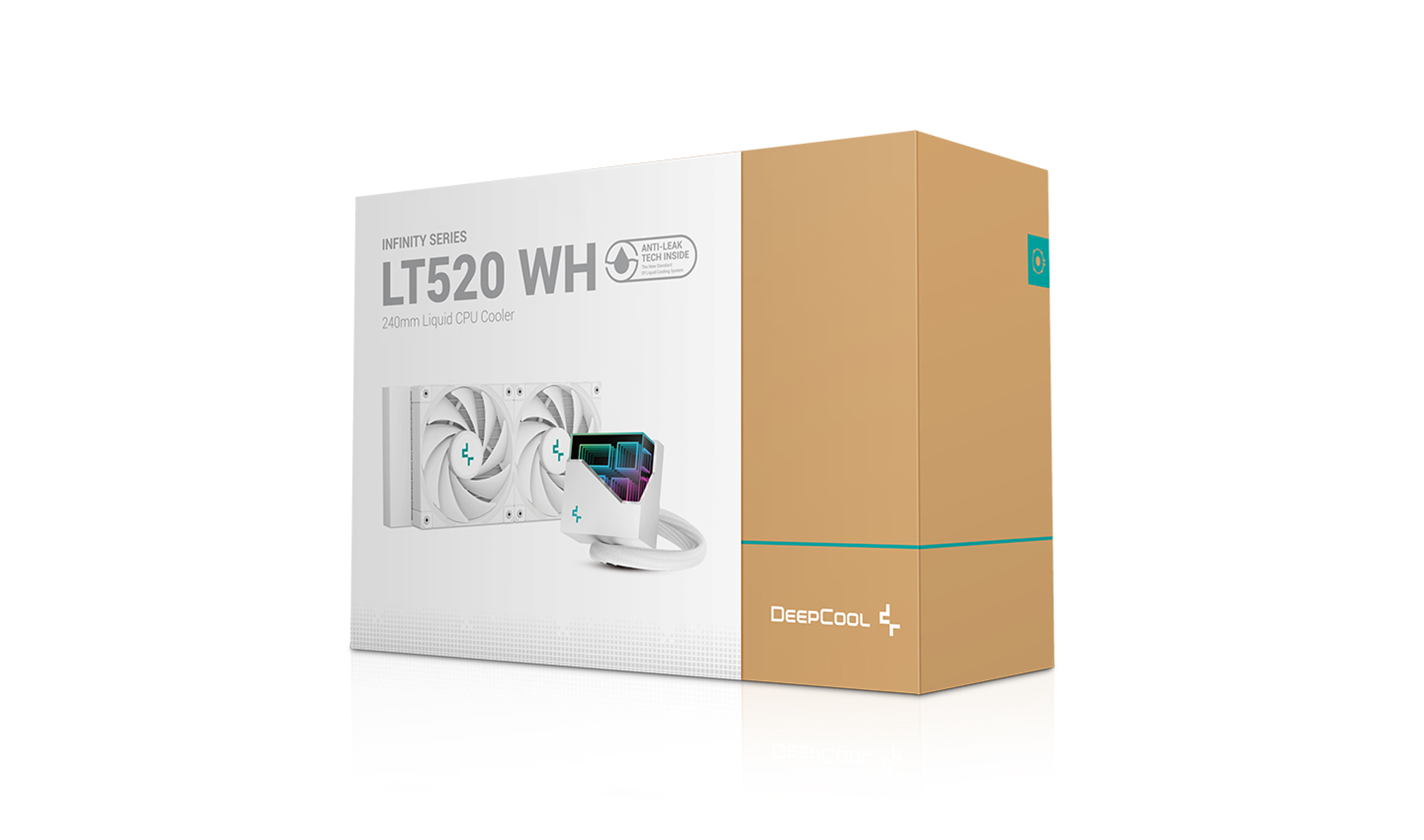A box with the text "LT520 WH" and a picture of a liquid CPU cooler on a white background.
