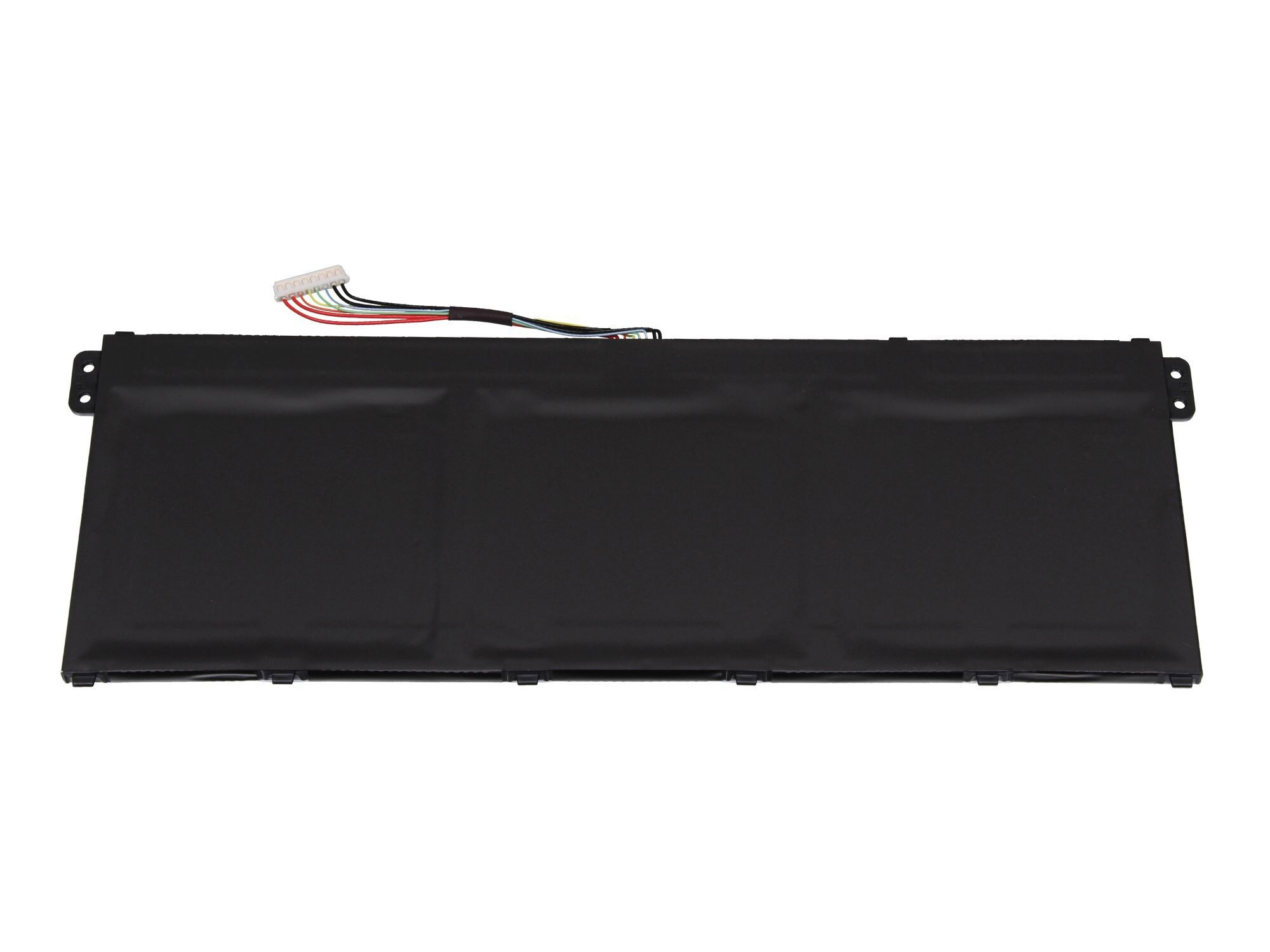 Schwarzer Laptop-Akku mit Stecker und Kabeln.