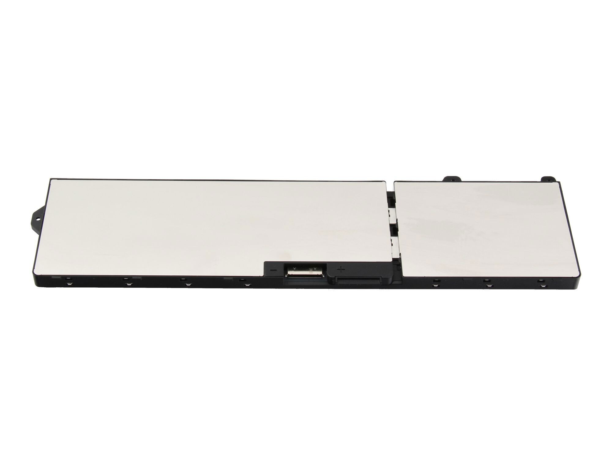 Schwarz-weiße Computerbatterie auf weißem Hintergrund.