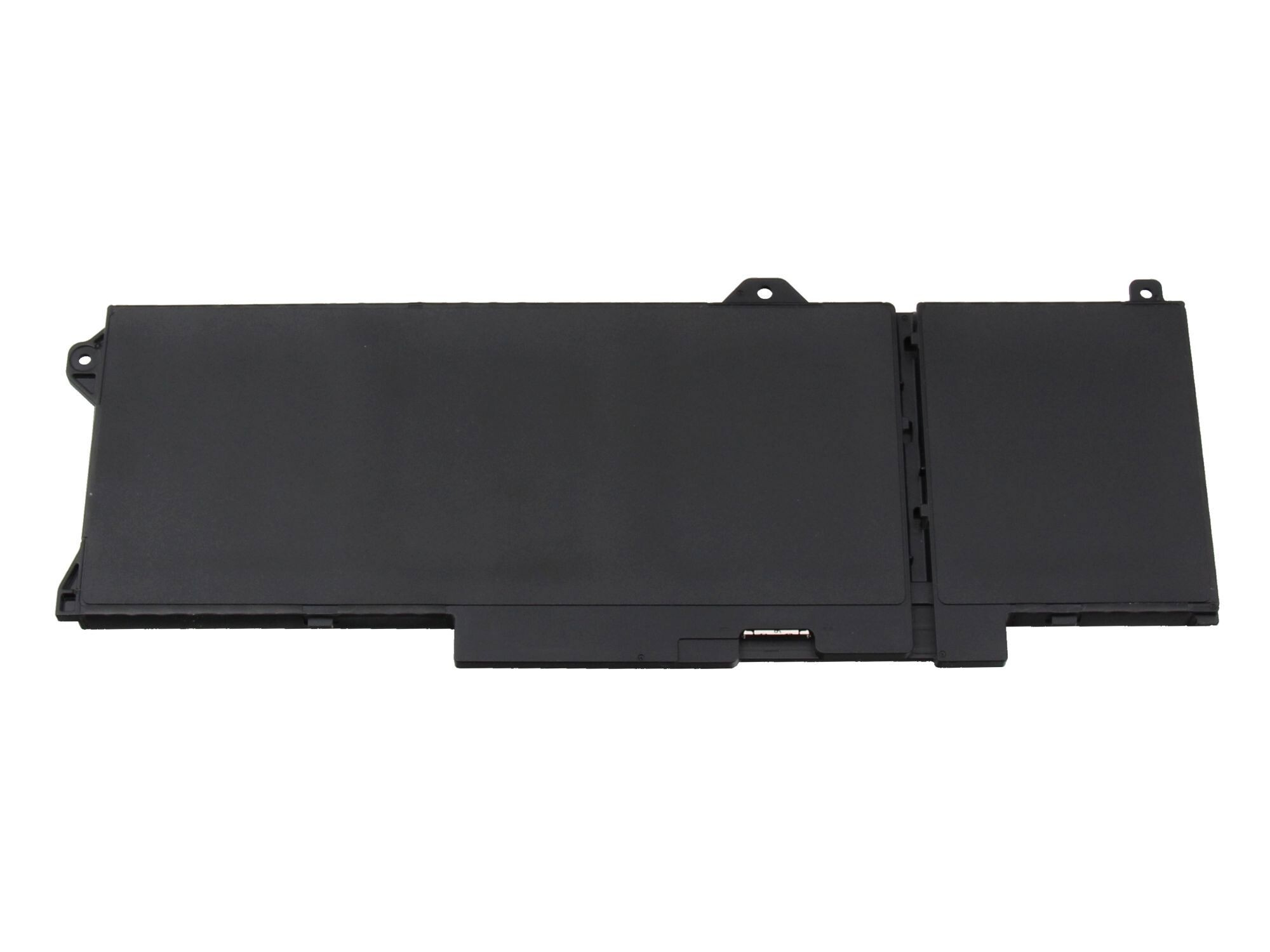 Schwarzer rechteckiger Laptop-Akku vor weißem Hintergrund.