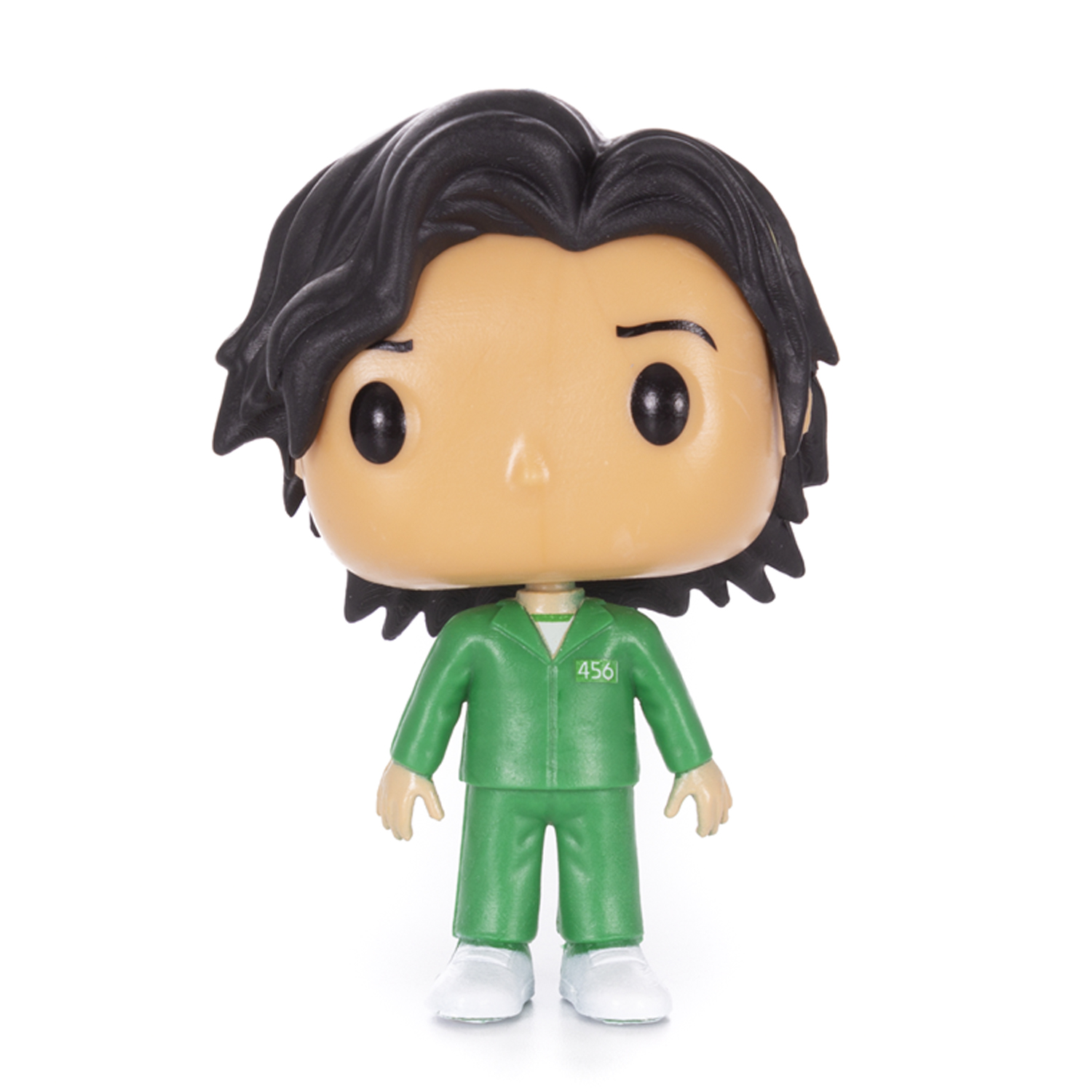 Figura Funko Pop di un personaggio in tuta verde.