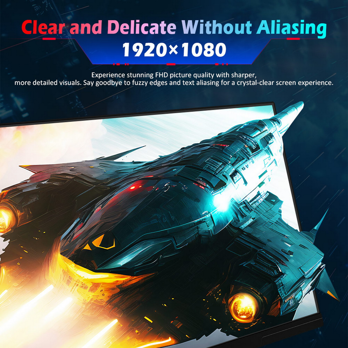 Futurystyczny samolot na ekranie. Obraz zawiera tekst o wyraźnych wizualizacjach i rozdzielczości 1920x1080.