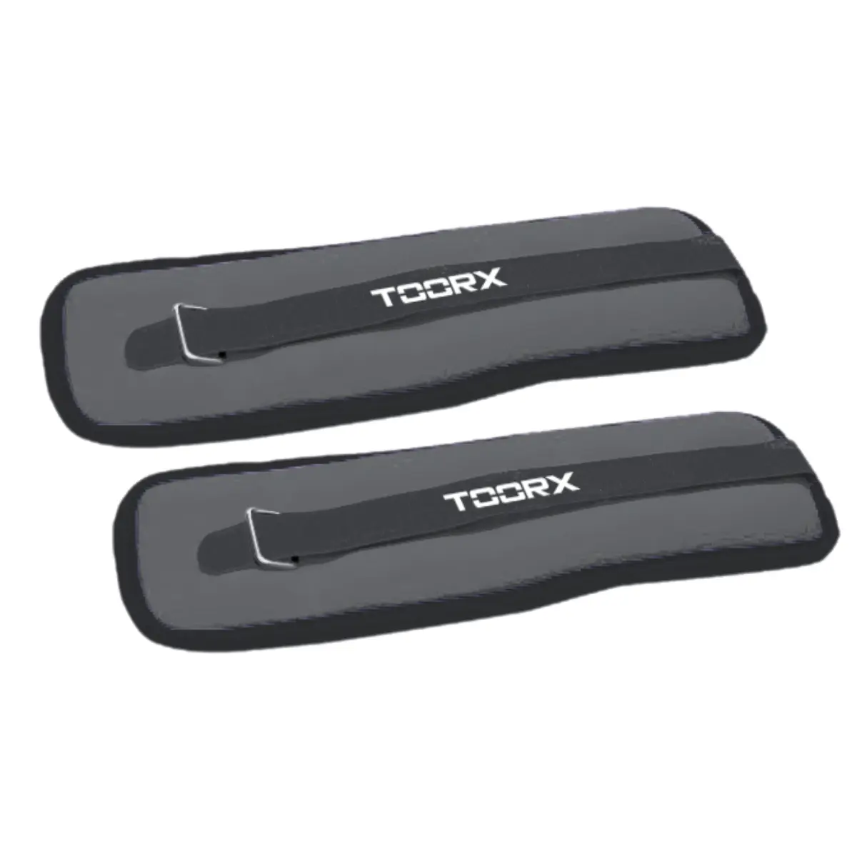 Two gray ankle weights with black straps. The brand name TOORX is visible on each.