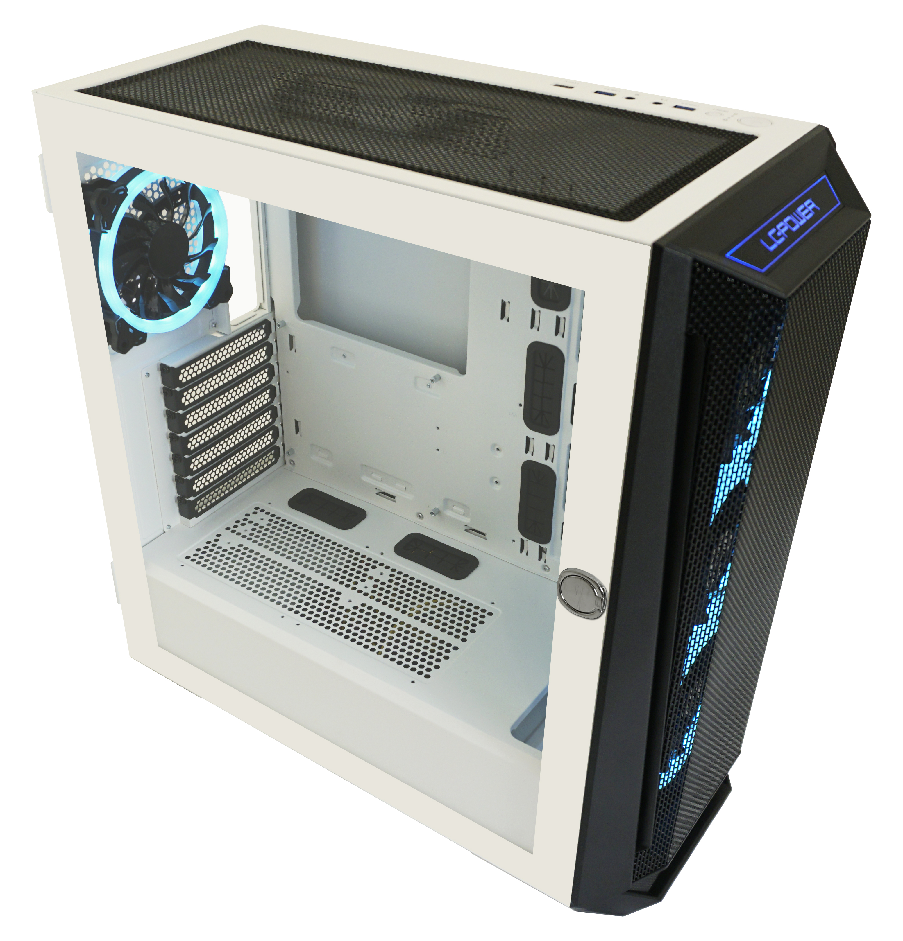 LC-Power Gaming Gehäuse 805BW Holo-1_X – Weißes PC-Gehäuse Mit LED-Beleuchtung