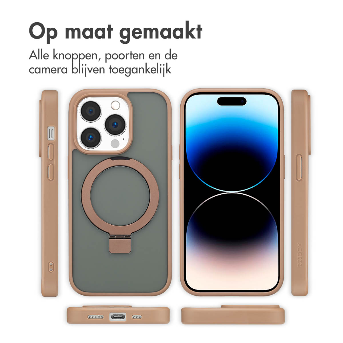 Étuis de téléphone. Il existe plusieurs vues de l'étui, montrant le design et les caractéristiques.