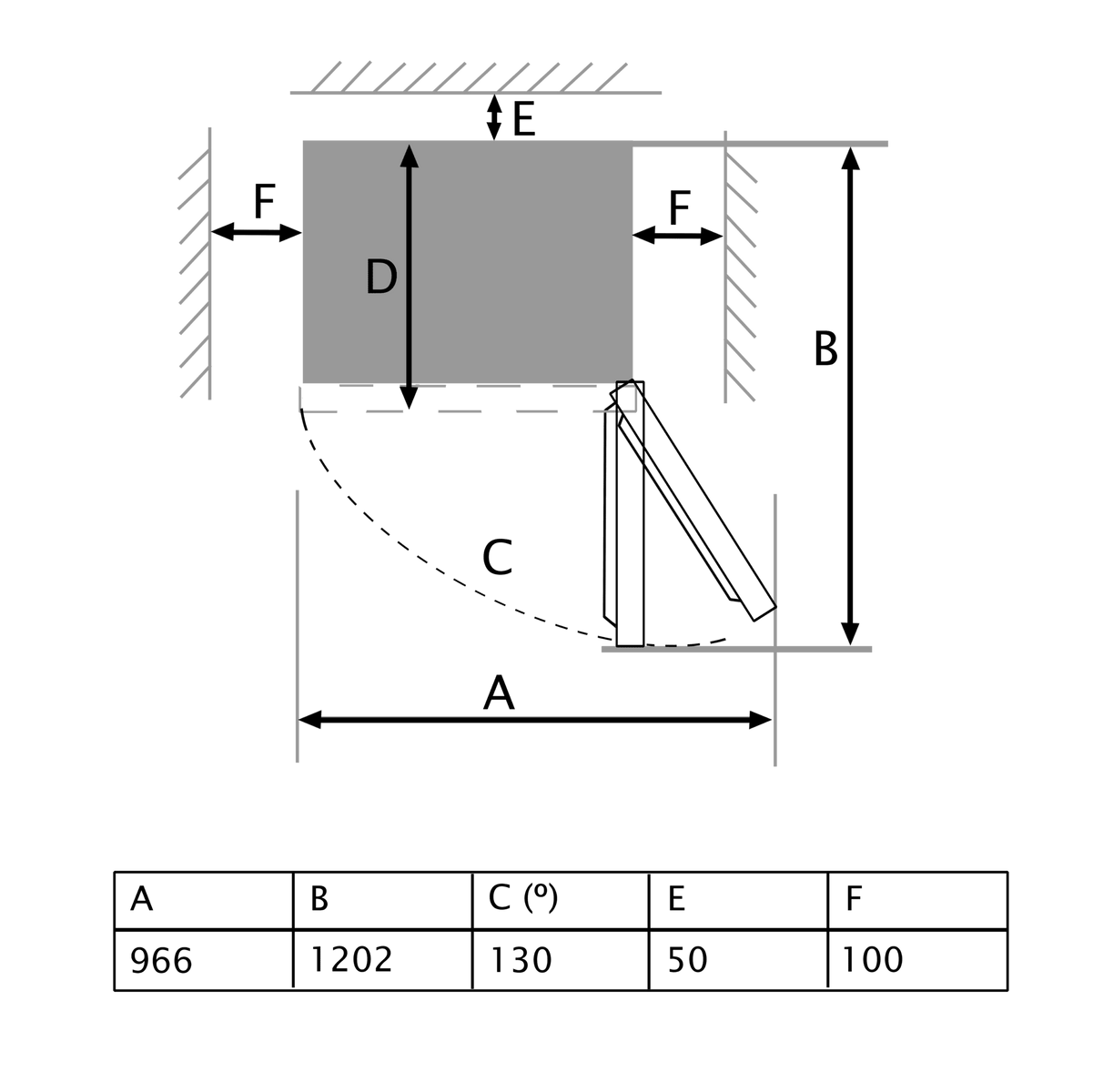 Diagrama de una forma rectangular con dimensiones y medidas, con líneas y flechas.