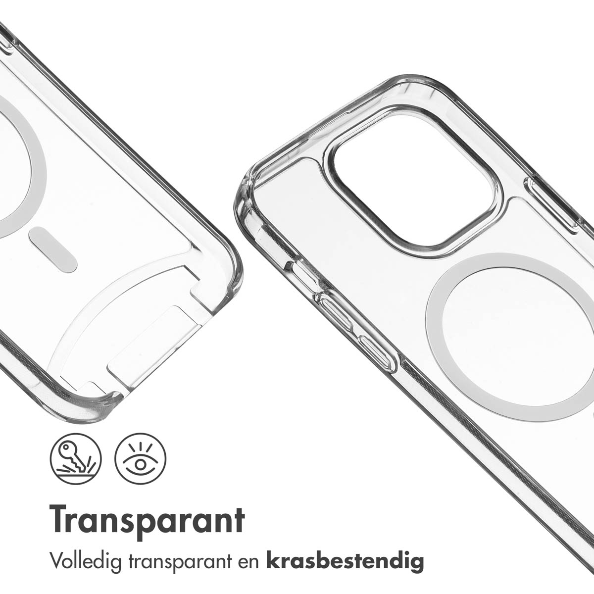 Transparente Handyhülle mit Magnetring. Die Hülle ist transparent.