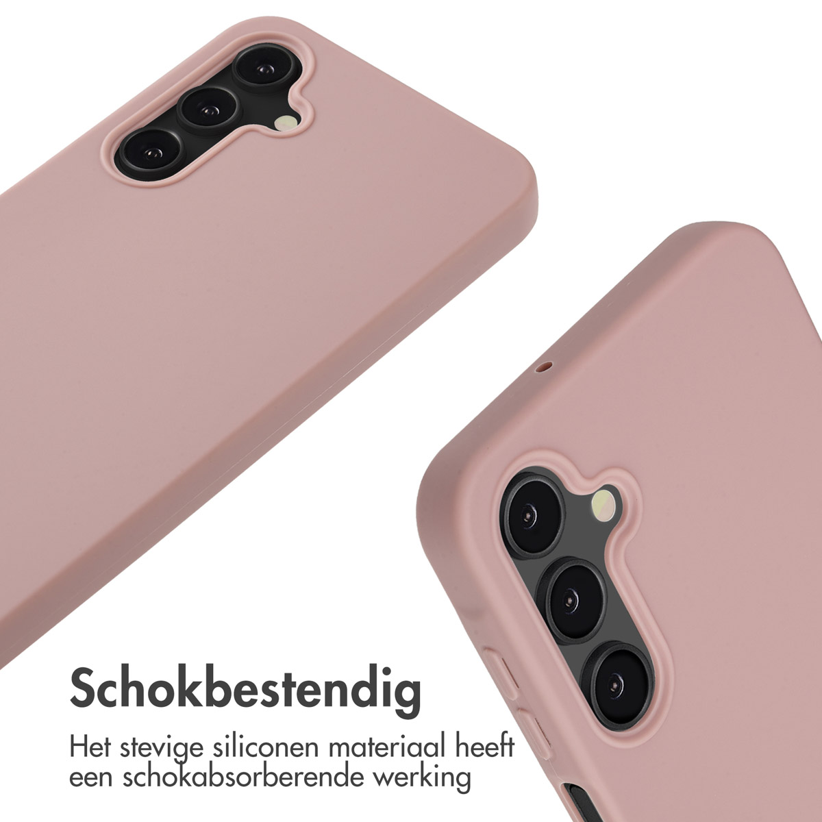 Due custodie per telefono rosa. Vista da vicino. Il testo dice 'Antishock'. Sfondo bianco.