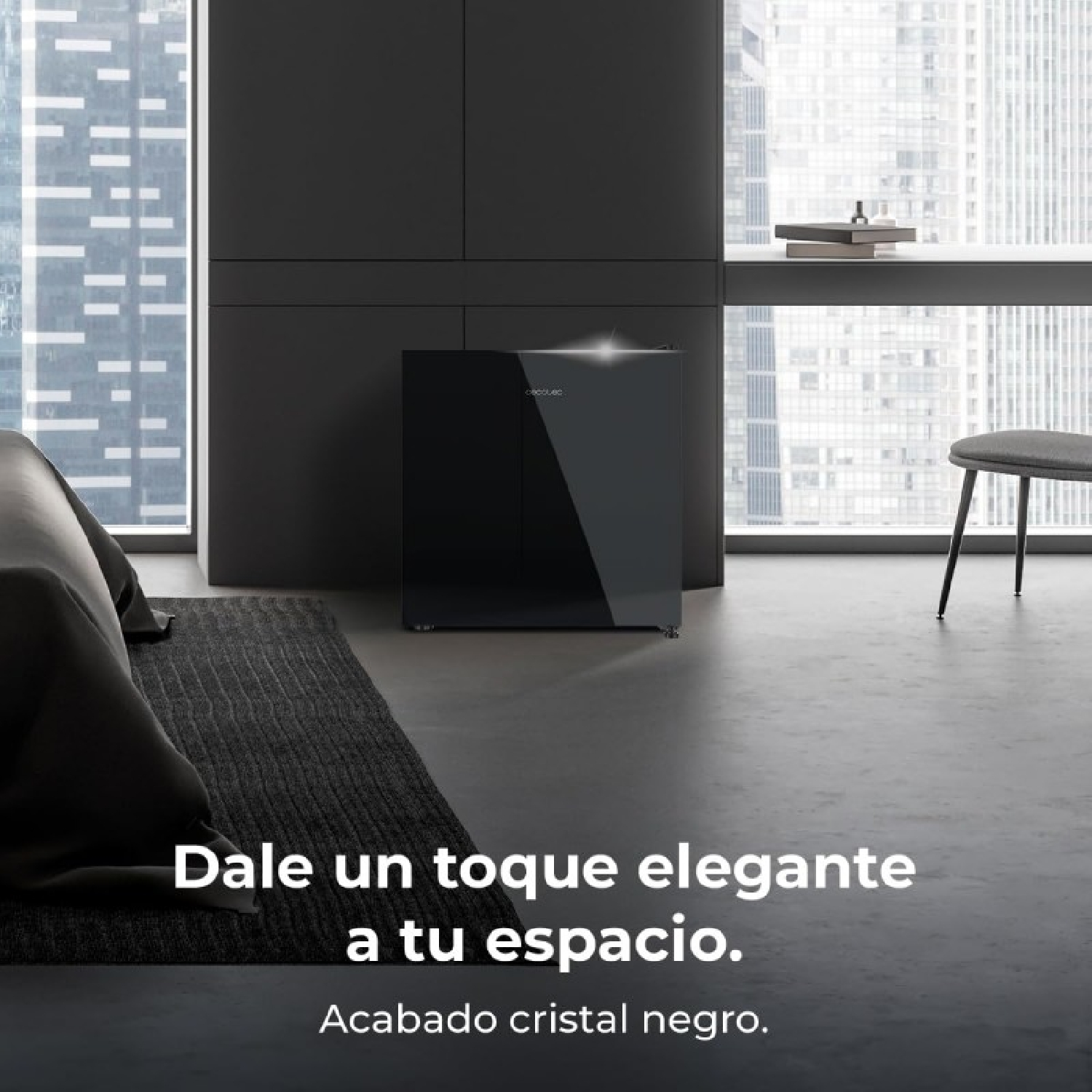 Nevera pequeña - CECOTEC Bolero CoolMarket TT 31 Dual Black Glass E, Altura 49,6 cm, Negro