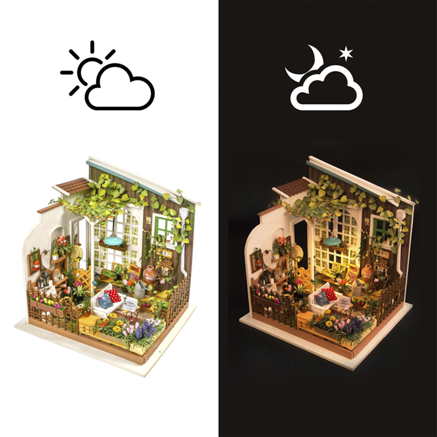 ROBOTIME DG108 Miller'ın Çiçek Evi DIY Minyatür Maket Model Set Mini 3D Model Kit Detaylı Dekoratif Hobi Seti 3D Puzzle