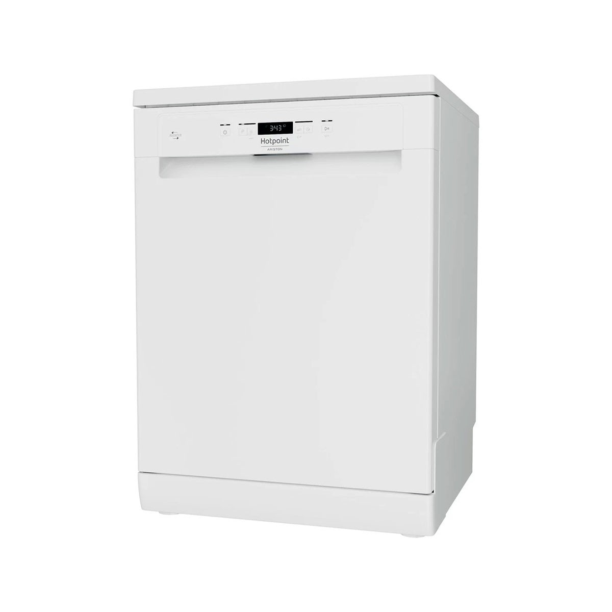 Lavavajillas blanco con panel de control y diseño sencillo. Aislado.