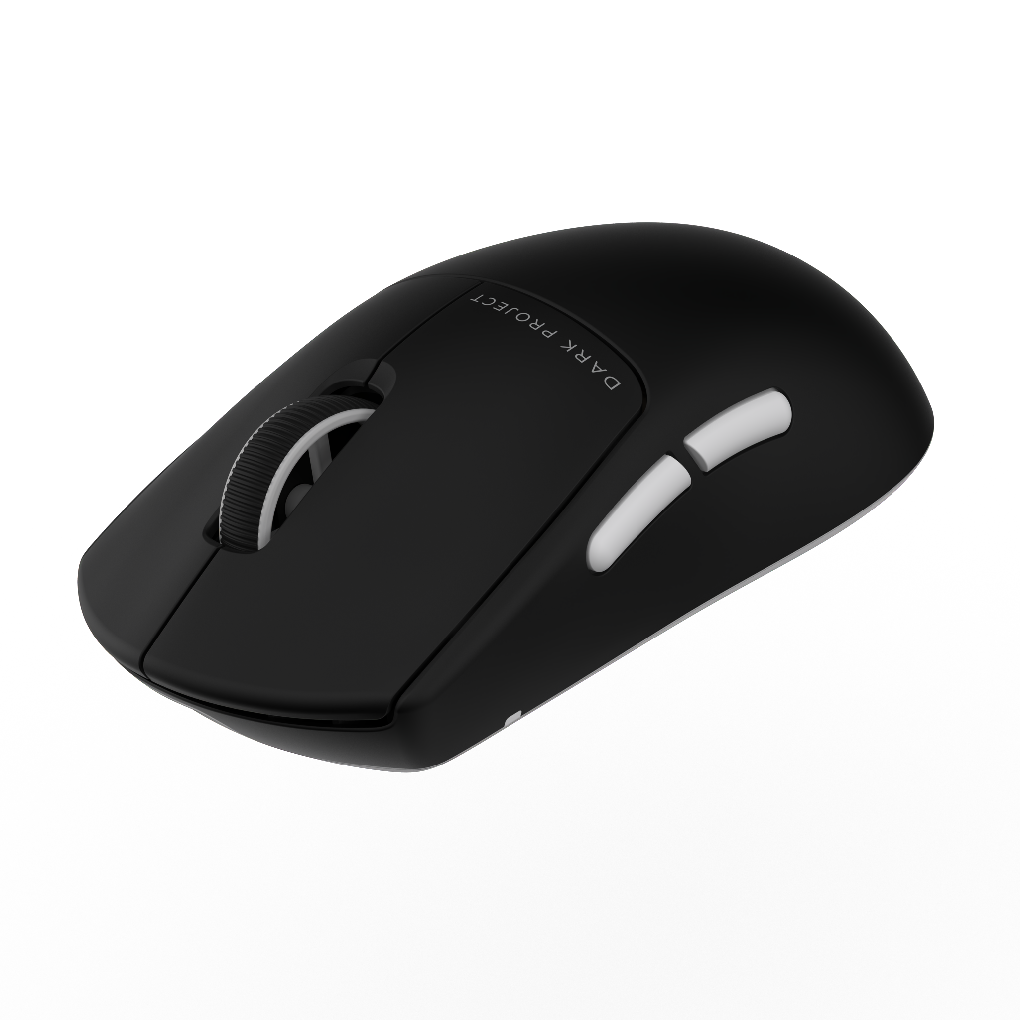 Czarna mysz komputerowa z kółkiem przewijania i dwoma bocznymi przyciskami.