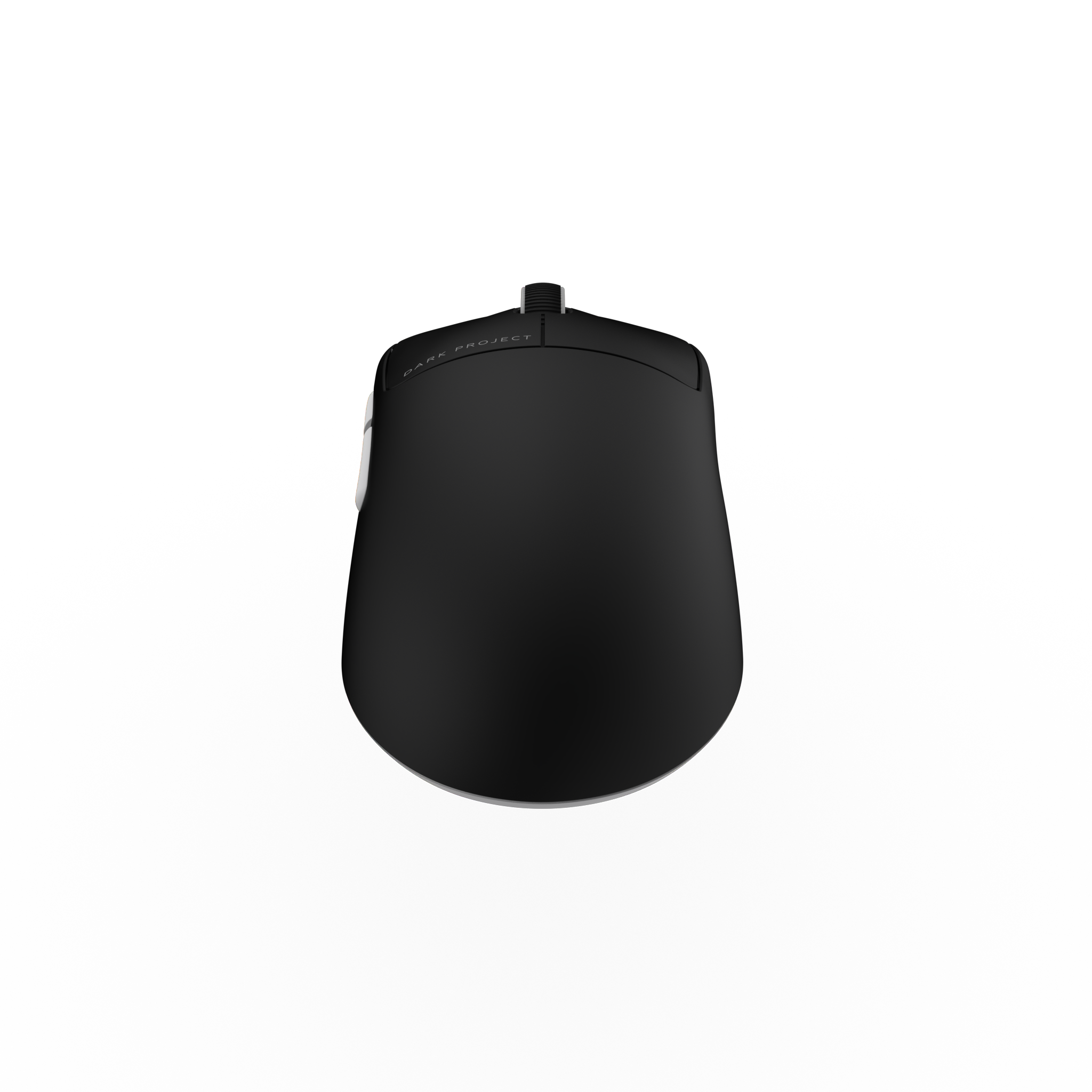 Czarna mysz komputerowa o prostym designie. Tekst 'DARE PROJECT' znajduje się na górze.