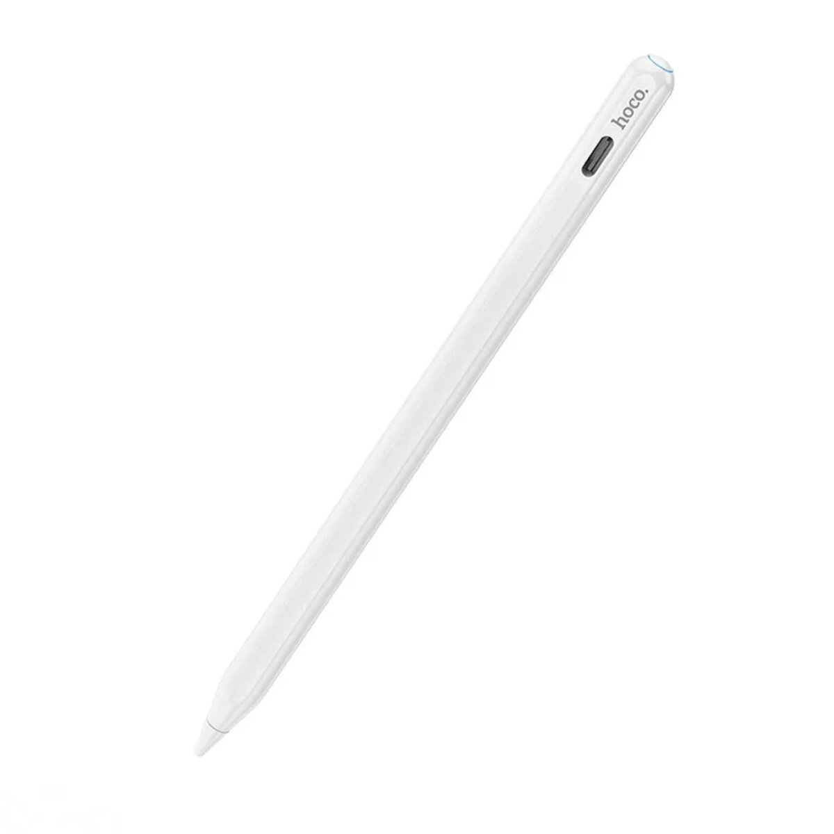 Weißer Stylus-Stift mit dem Markennamen 'hoco' auf weißem Hintergrund.