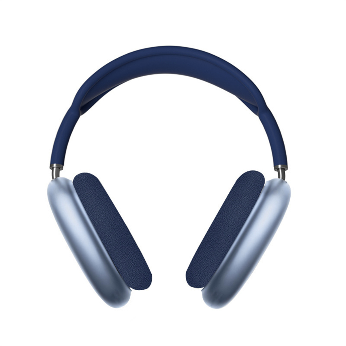 Ein Paar blaue Apple AirPods Max Kopfhörer. Die Ohrmuscheln sind silberfarben. Das Kopfband ist blau.