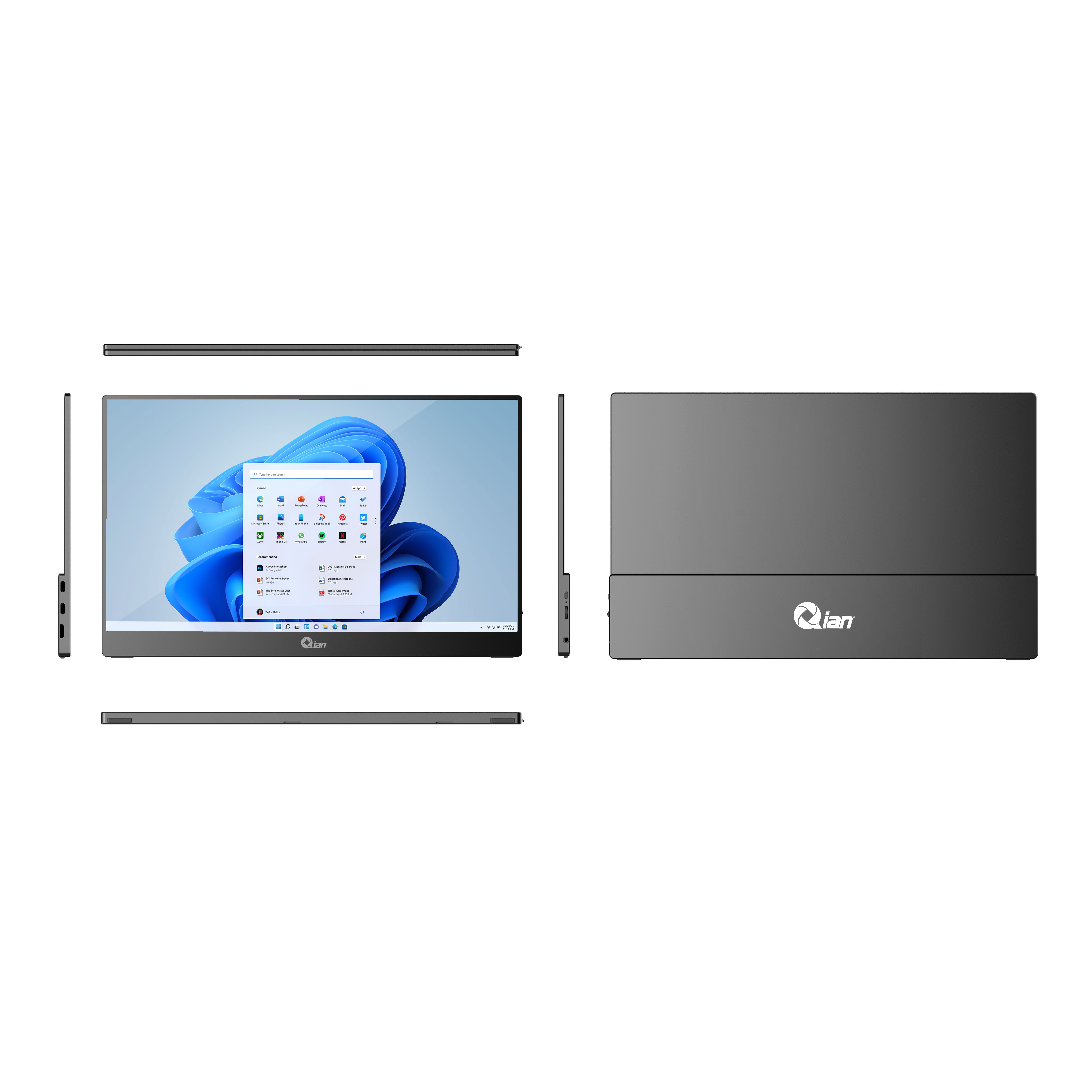 Un monitor de computadora negro con pantalla blanca. En la pantalla, una pantalla de inicio de Windows.