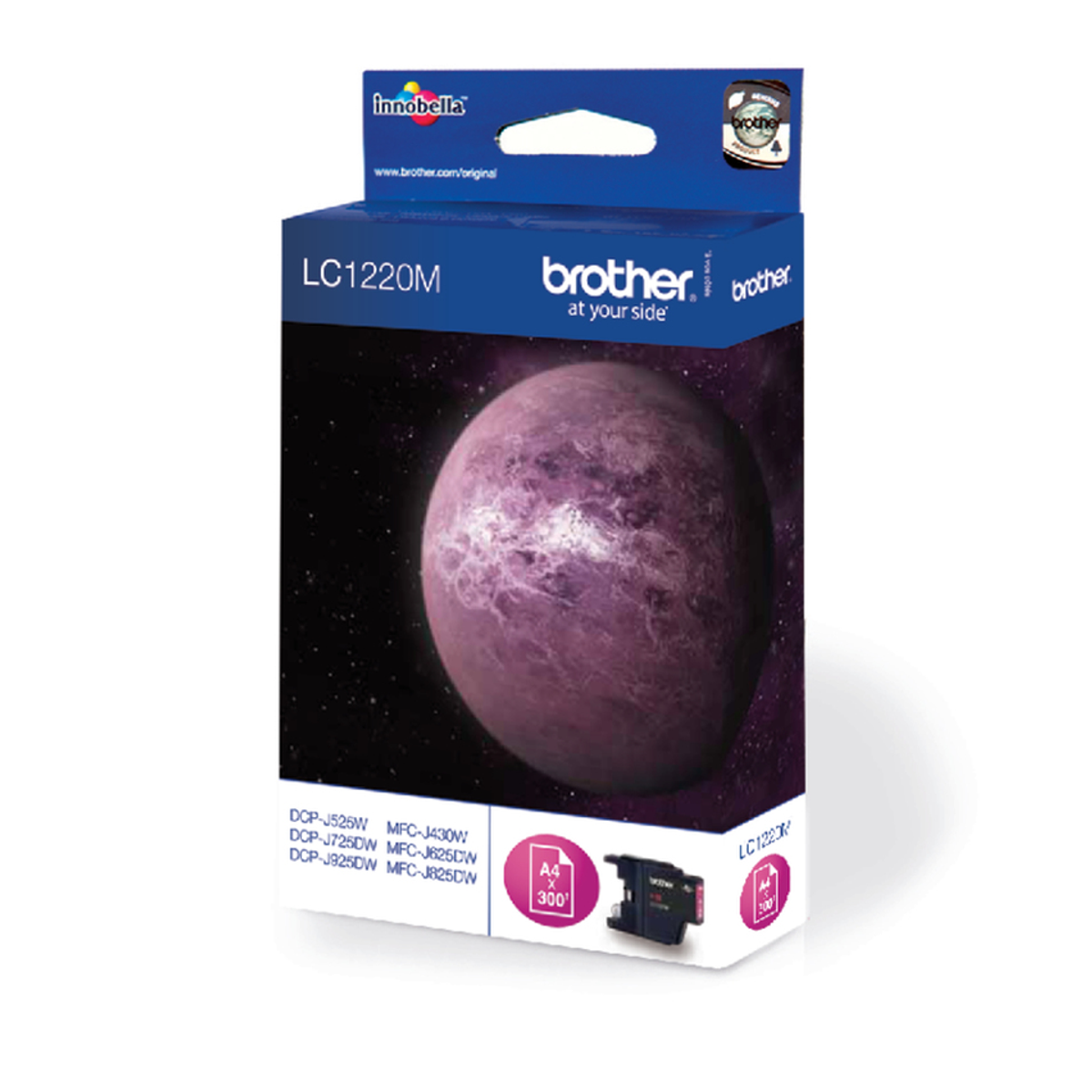 Ink cartridge box with a purple planet image on the front. Brother logo.