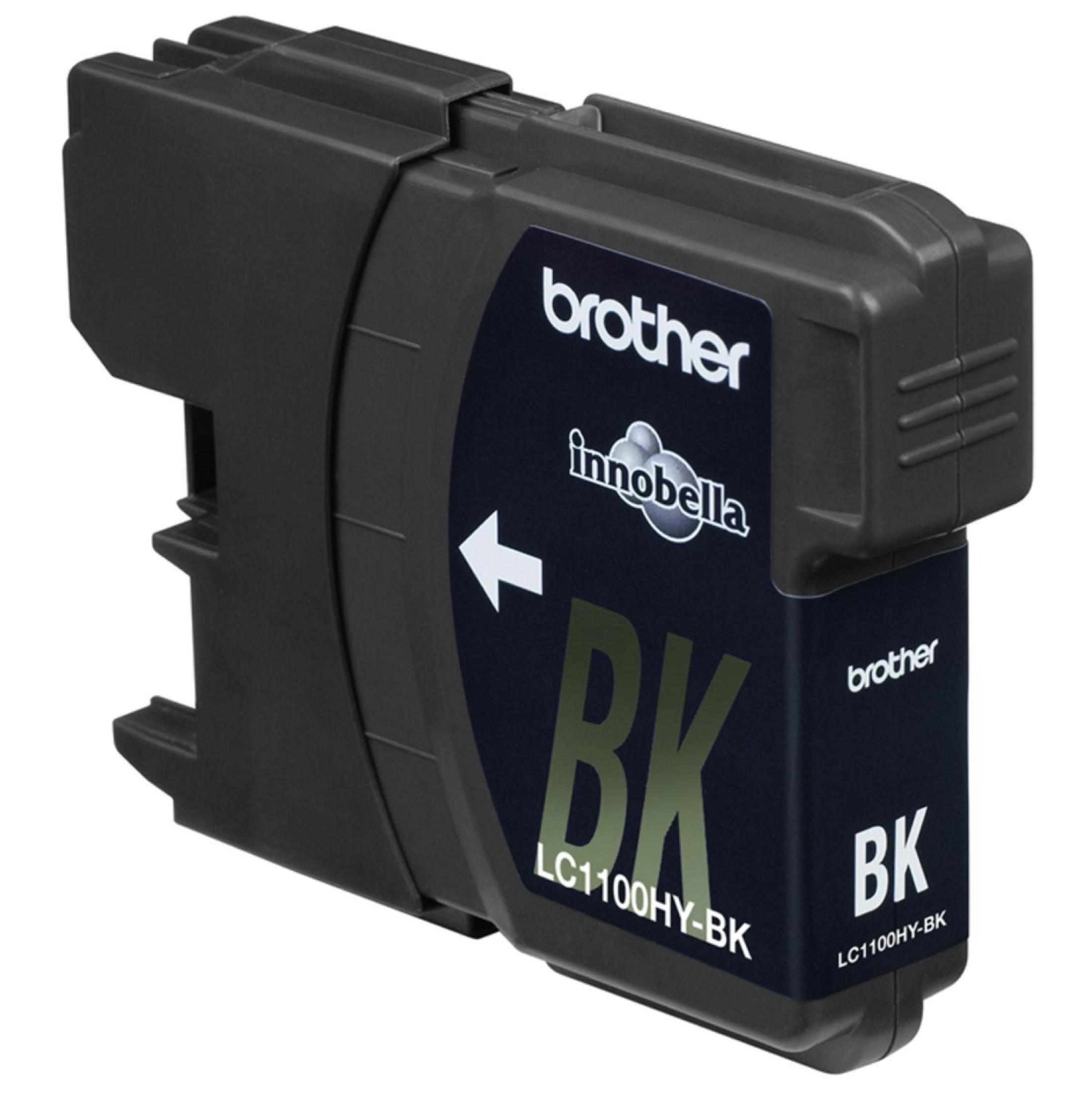 Schwarze Brother-Tintenpatrone mit BK-Etikett, LC1100HY-BK. Weißer Hintergrund.