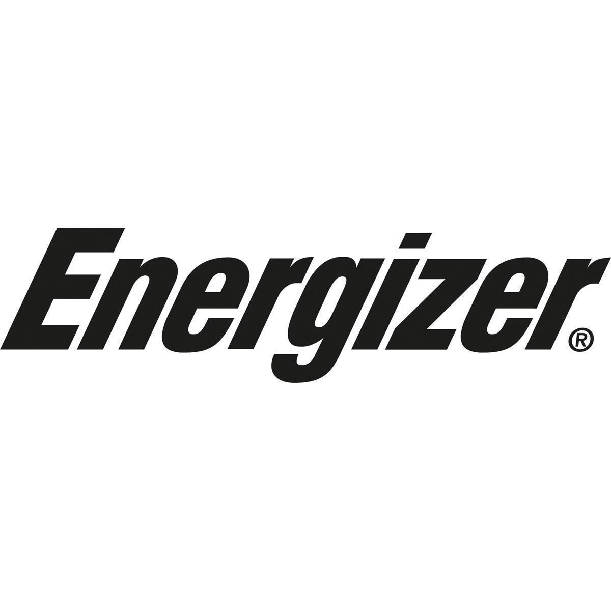 Czarne logo "Energizer" na białym tle.