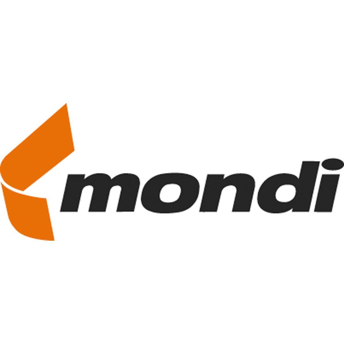 Das Mondi-Logo, mit einer orangen, abgewinkelten Form und dem Wort 'mondi' in schwarzem Text.