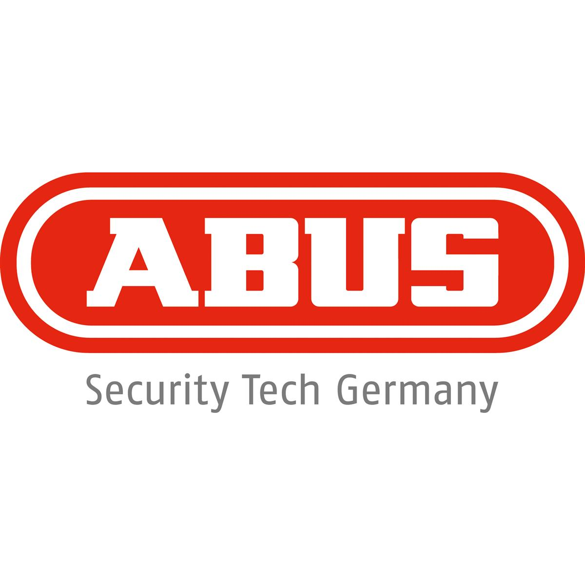 ABUS-Logo in Rot auf weißem Hintergrund. Text darunter: 'Security Tech Germany'.
