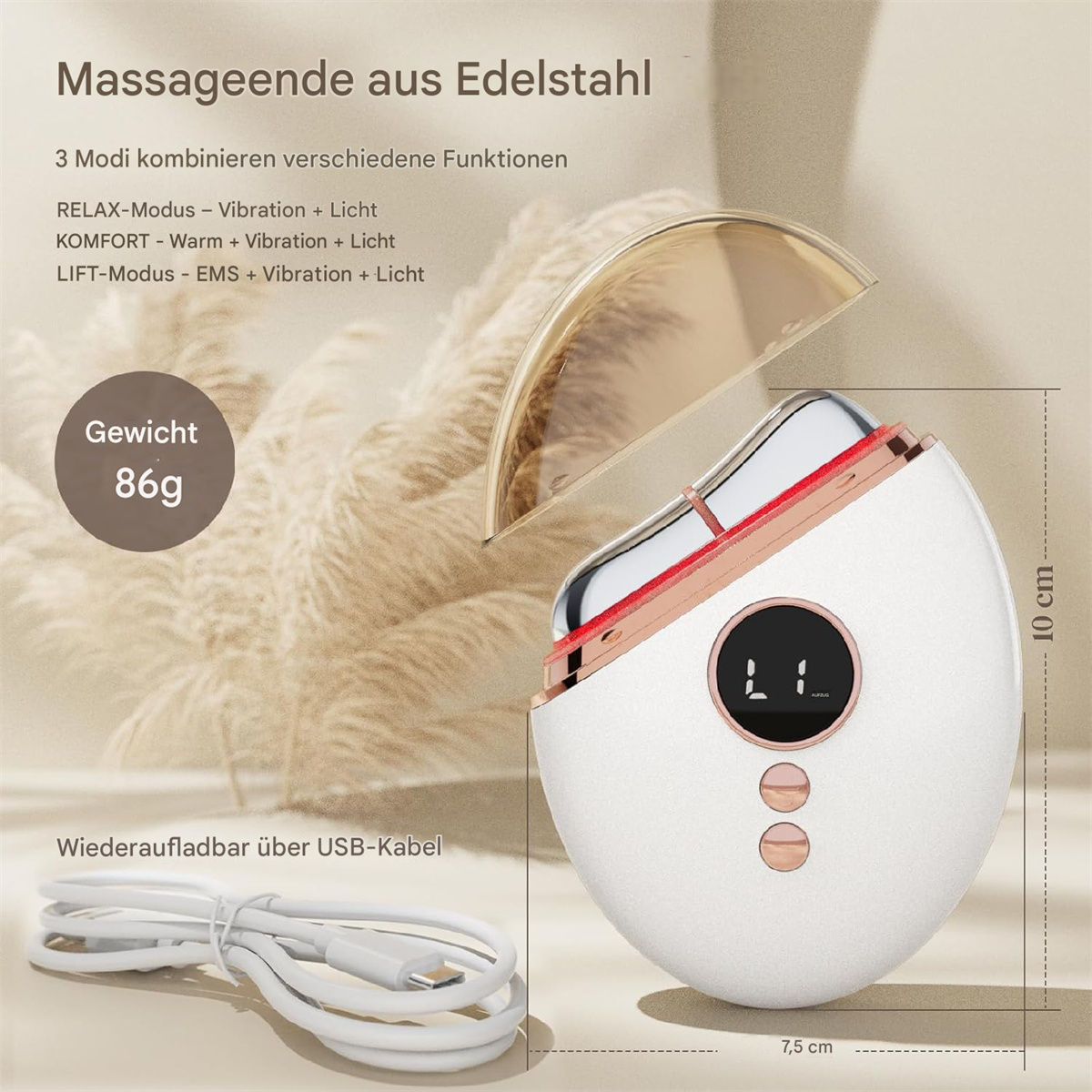 WHIQUTEY Gesichtsmassage,mit Vibration & Wrme Multigroomer Rosa