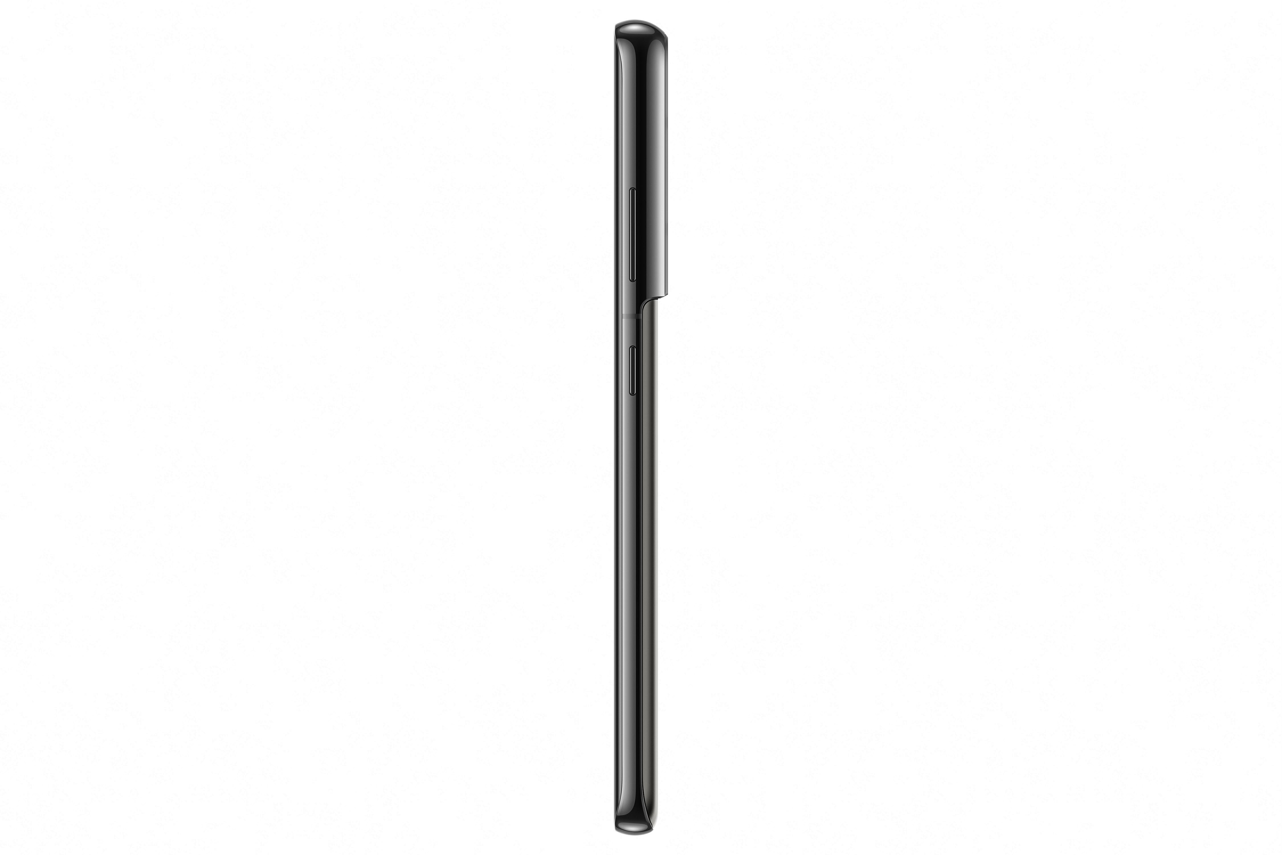 Ein schwarzes Smartphone von der Seite betrachtet. Die seitlichen Tasten sind sichtbar.