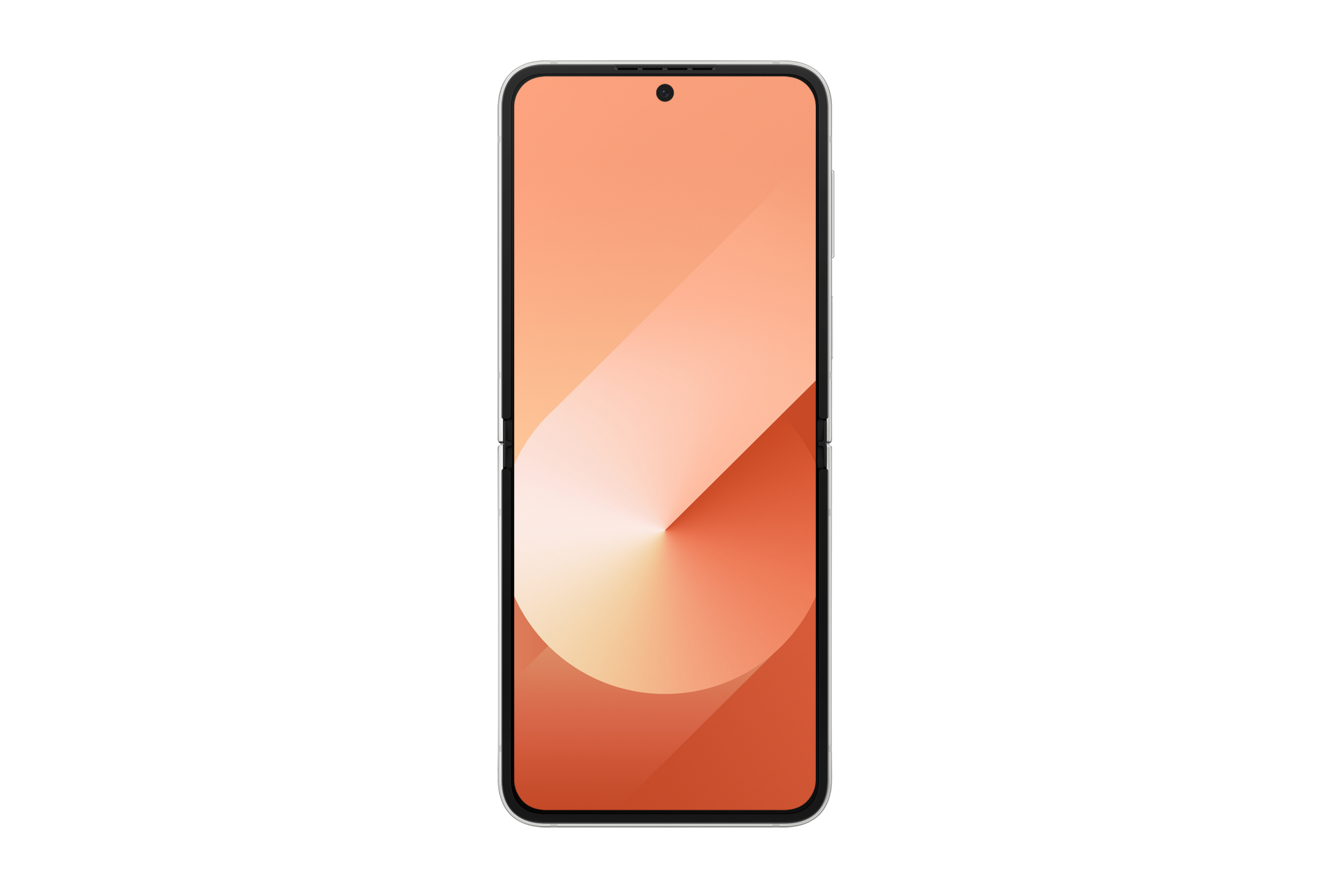 Faltbares Telefon, orange und rote Farben. Das Telefon ist gefaltet und zeigt ein elegantes Design.
