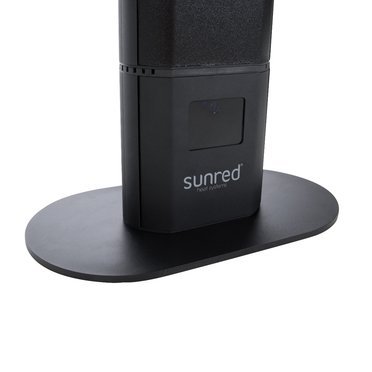 Black Sunred heat system base and a part of the upper body. White background.