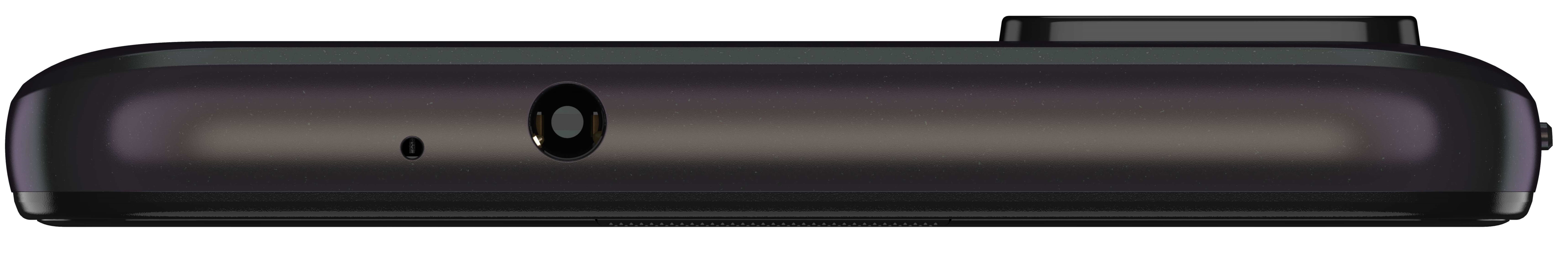 Parte inferior de smartphone, negro. Conector de auriculares, micrófono y puerto de carga visibles. Diseño simple.