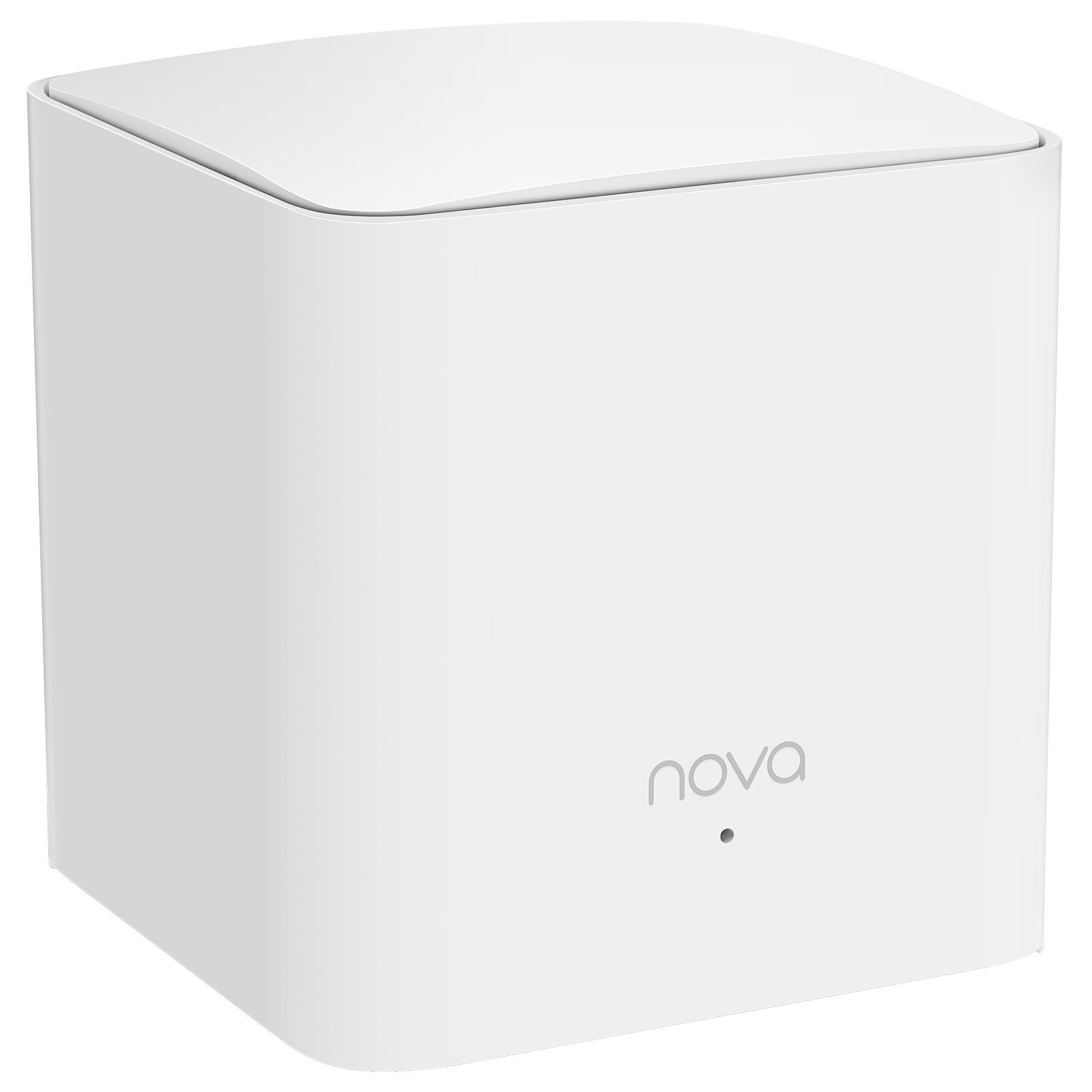 È mostrato un hub di rete bianco quadrato con il logo "nova".