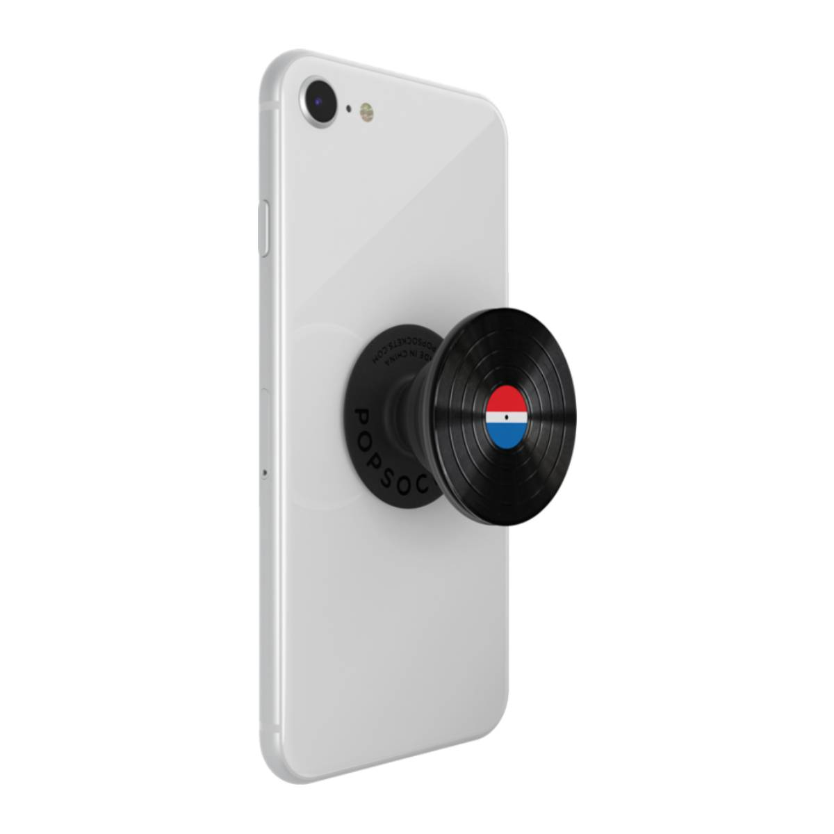 Telefono bianco con un PopSocket con la bandiera olandese.